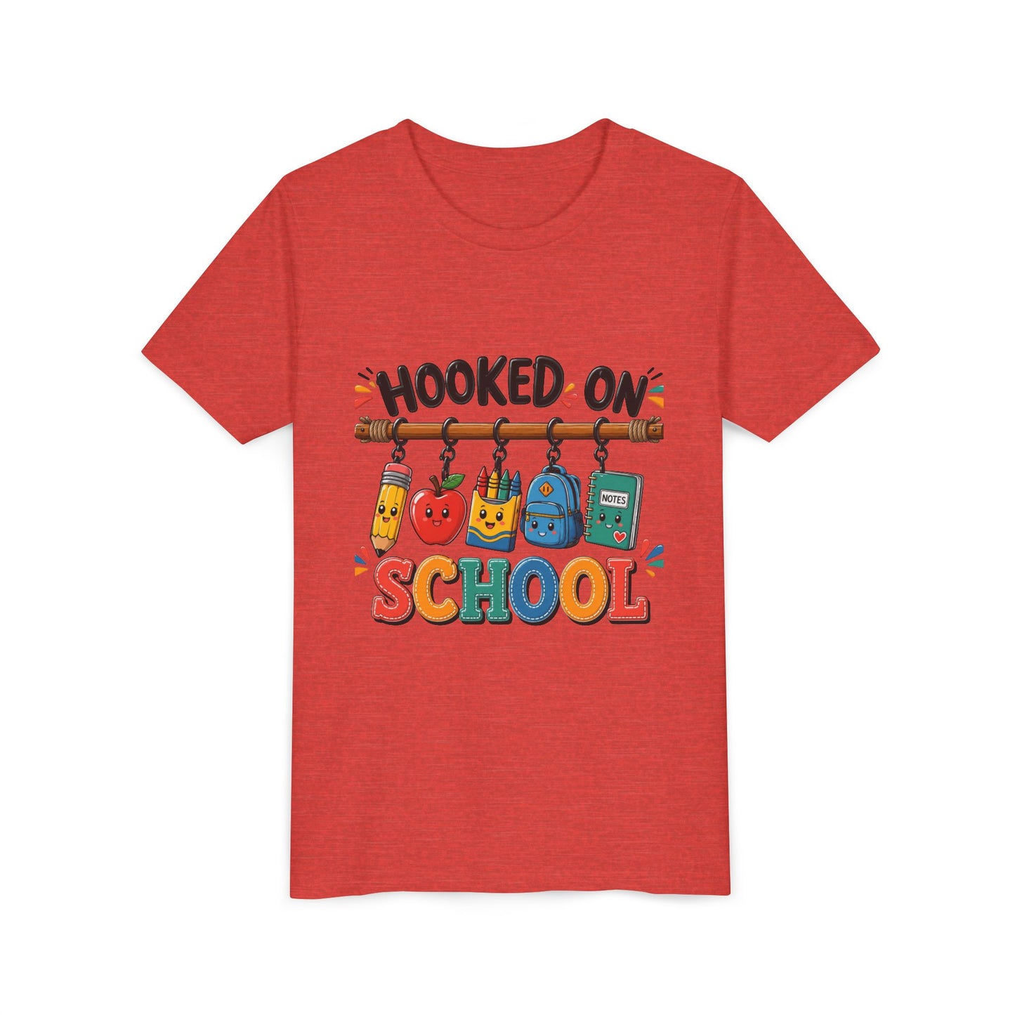 Youth Tee — "Hooked on School" Back-to-School Kids T-Shirt