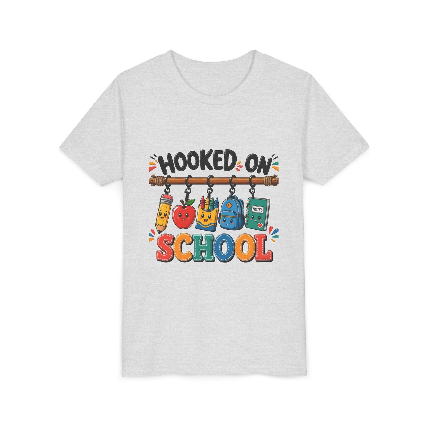 Youth Tee — "Hooked on School" Back-to-School Kids T-Shirt