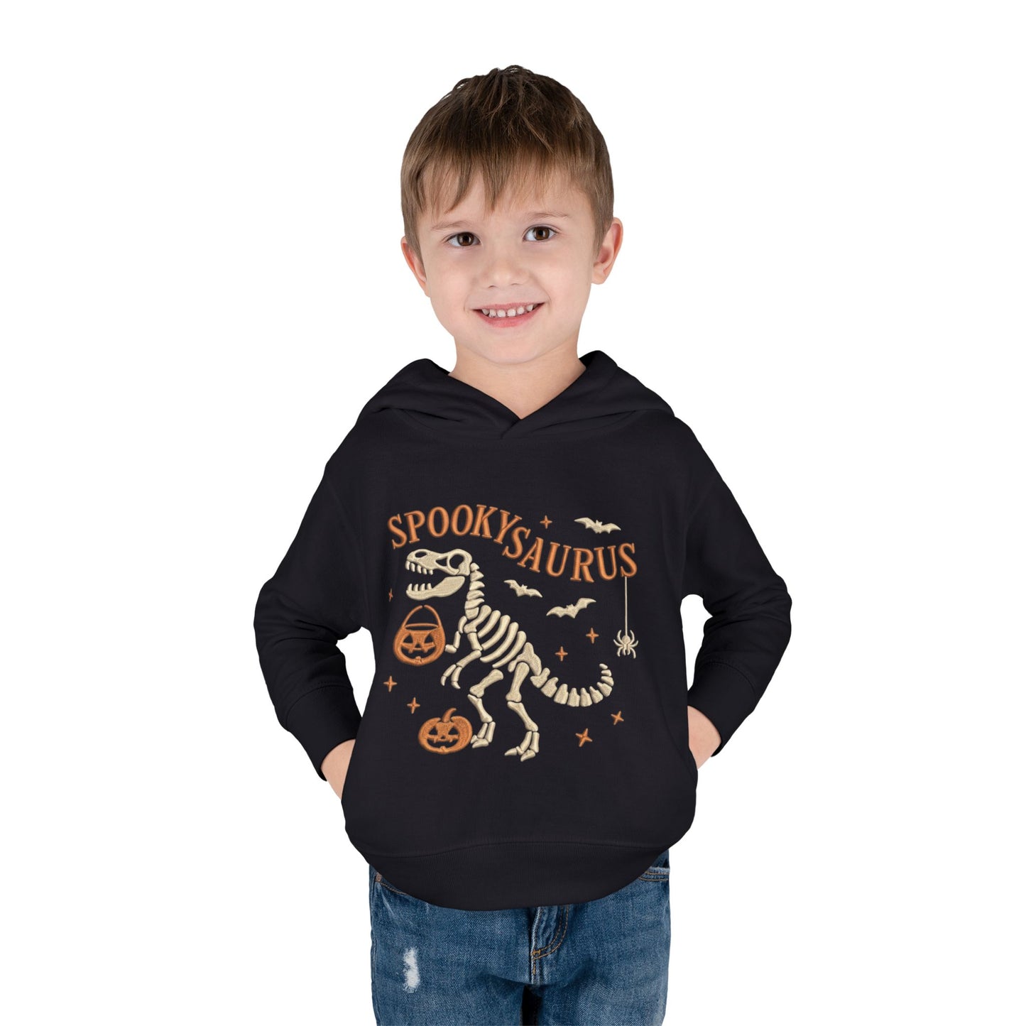 Spookysaurus Toddler Hoodie — Cute Dinosaur Skeleton Halloween Pullover