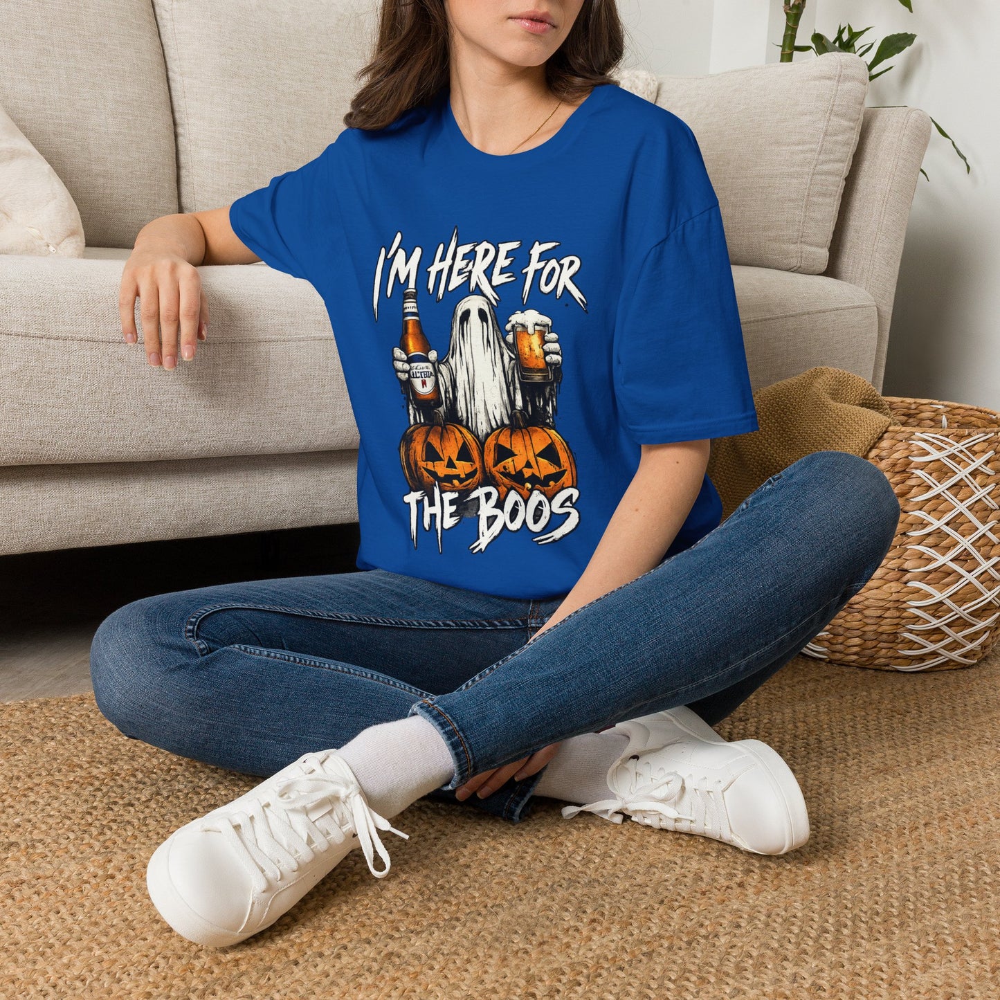 I'm Here for the Boos T-Shirt — Halloween Ghost Beer & Pumpkin Party Tee