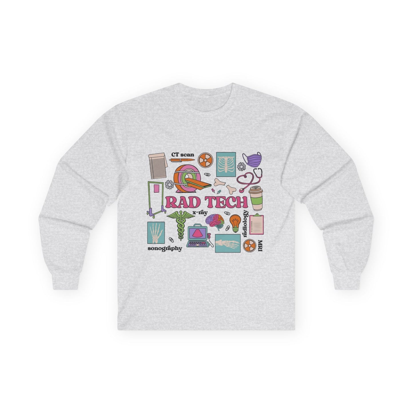 Rad Tech Collage Long Sleeve Tee — Radiology Technologist Graphic Shirt