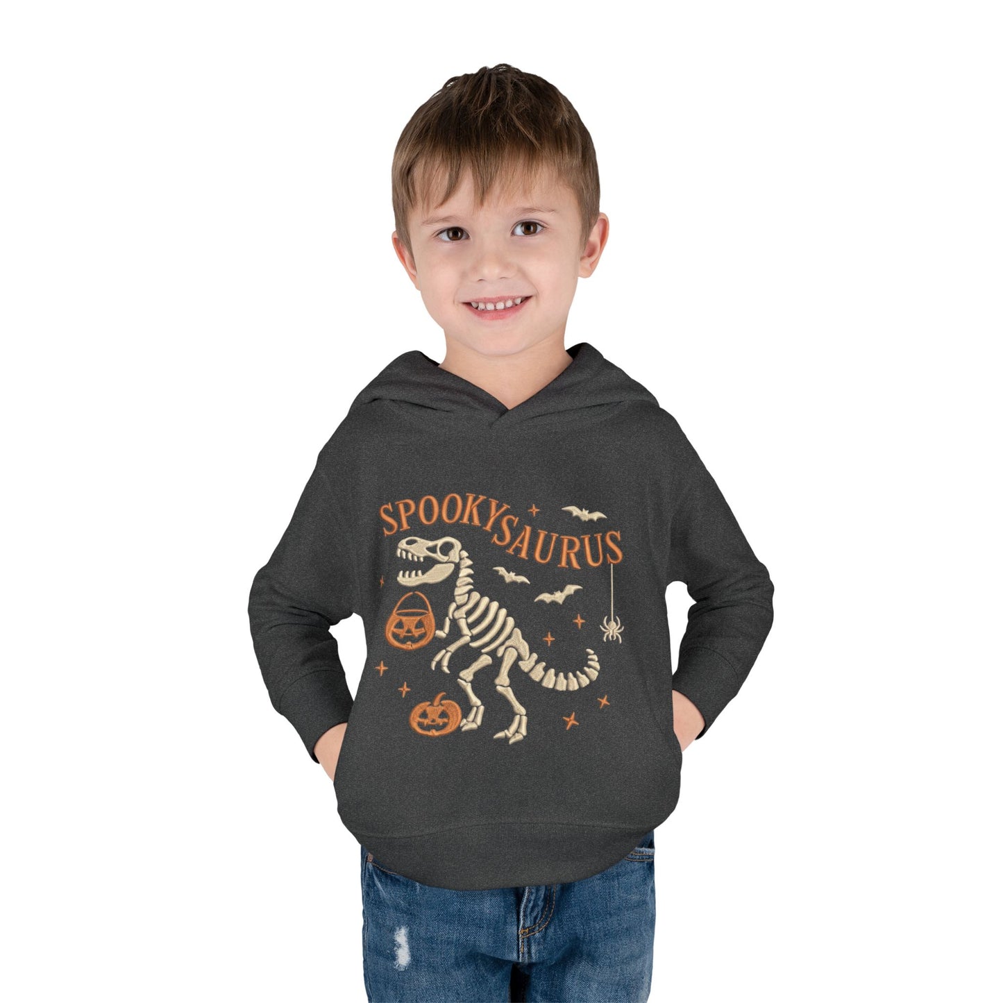 Spookysaurus Toddler Hoodie — Cute Dinosaur Skeleton Halloween Pullover