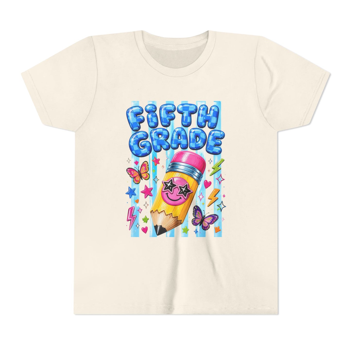 Fifth Grade Kids Tee — Cute Smiley Pencil Back-to-School Shirt for Girls & Boys