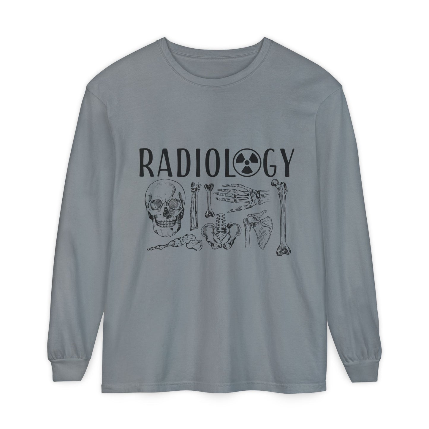 Radiology Anatomy Long Sleeve Tee — Skull & Bones Medical Shirt for Radiologic Technicians