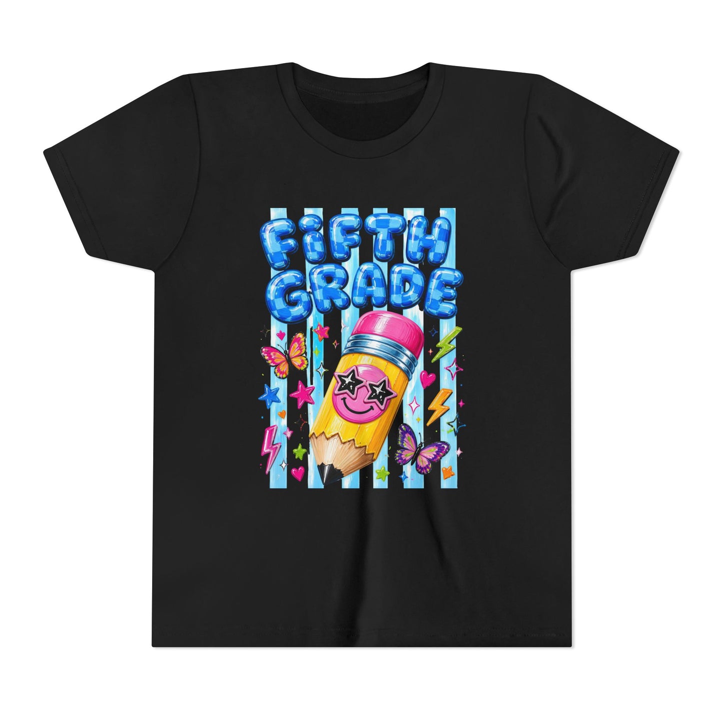 Fifth Grade Kids Tee — Cute Smiley Pencil Back-to-School Shirt for Girls & Boys