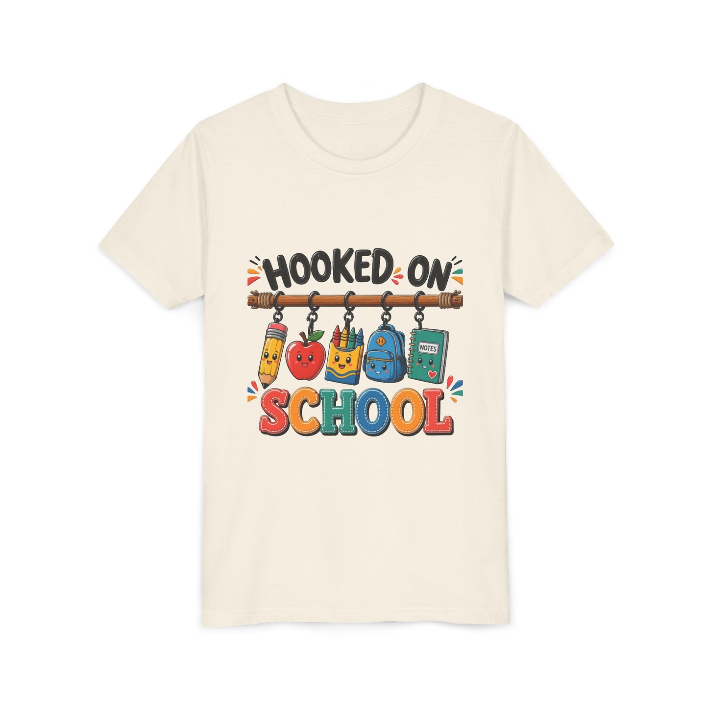 Youth Tee — "Hooked on School" Back-to-School Kids T-Shirt