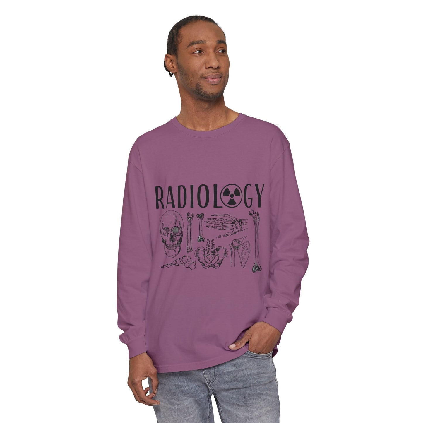 Radiology Anatomy Long Sleeve Tee — Skull & Bones Medical Shirt for Radiologic Technicians
