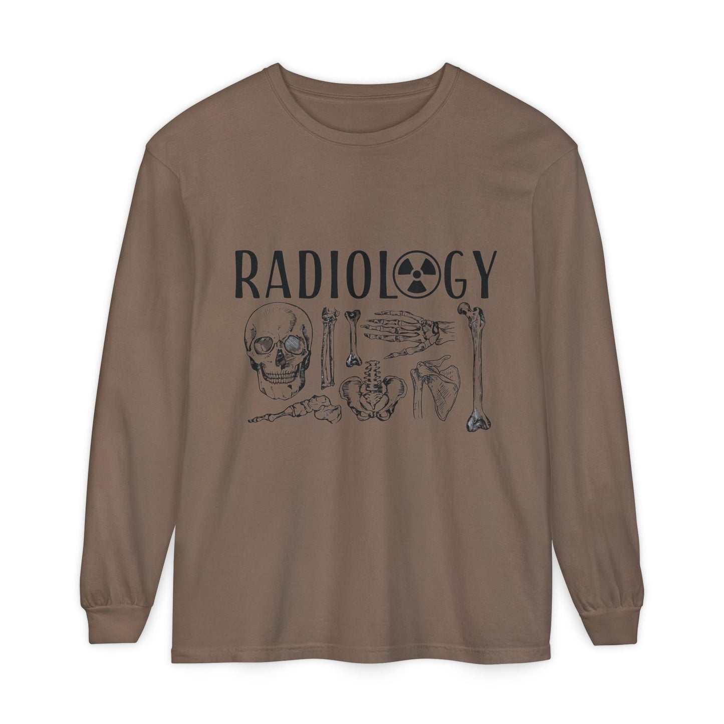 Radiology Anatomy Long Sleeve Tee — Skull & Bones Medical Shirt for Radiologic Technicians