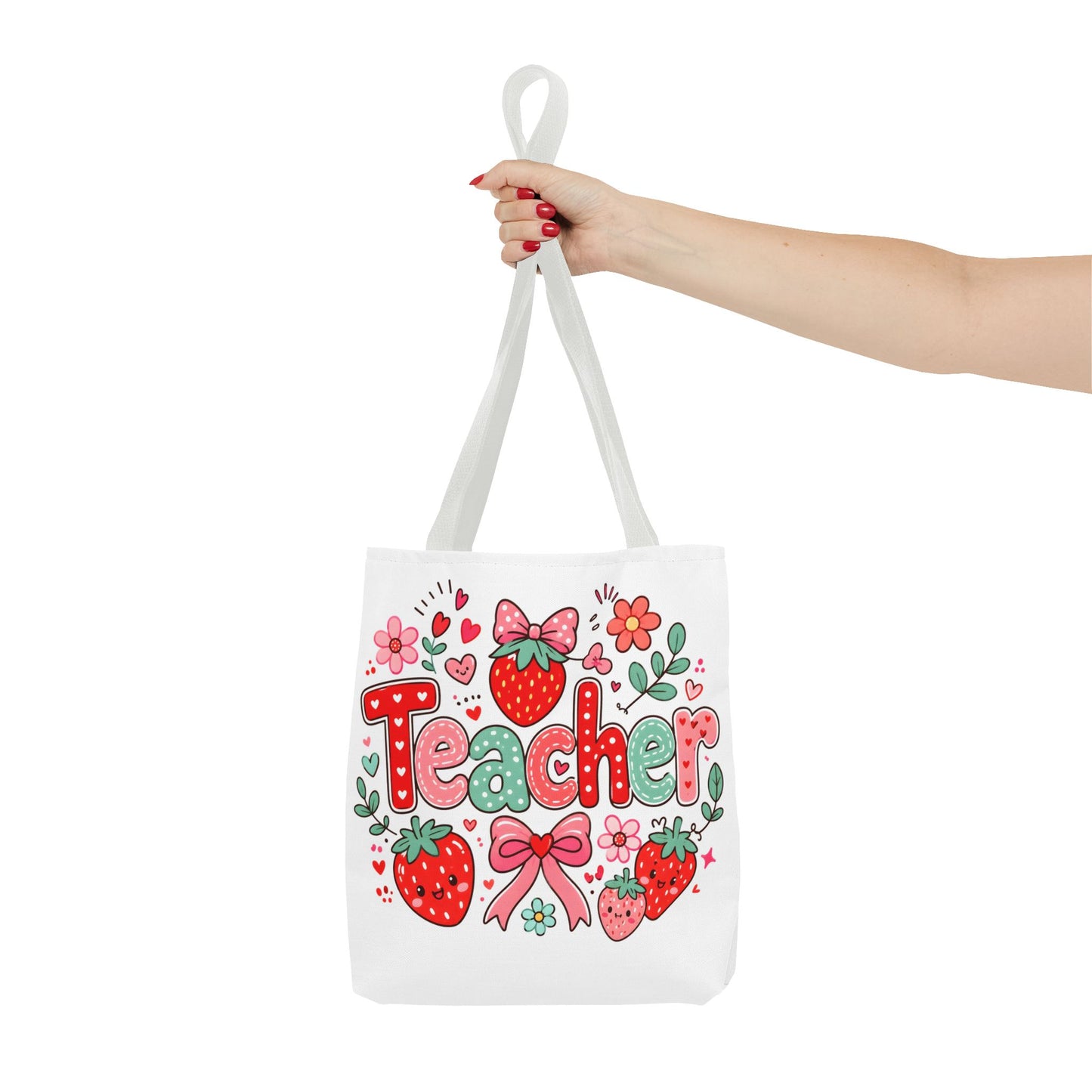 Teacher Strawberry Tote Bag — Cute Floral Teacher Gift