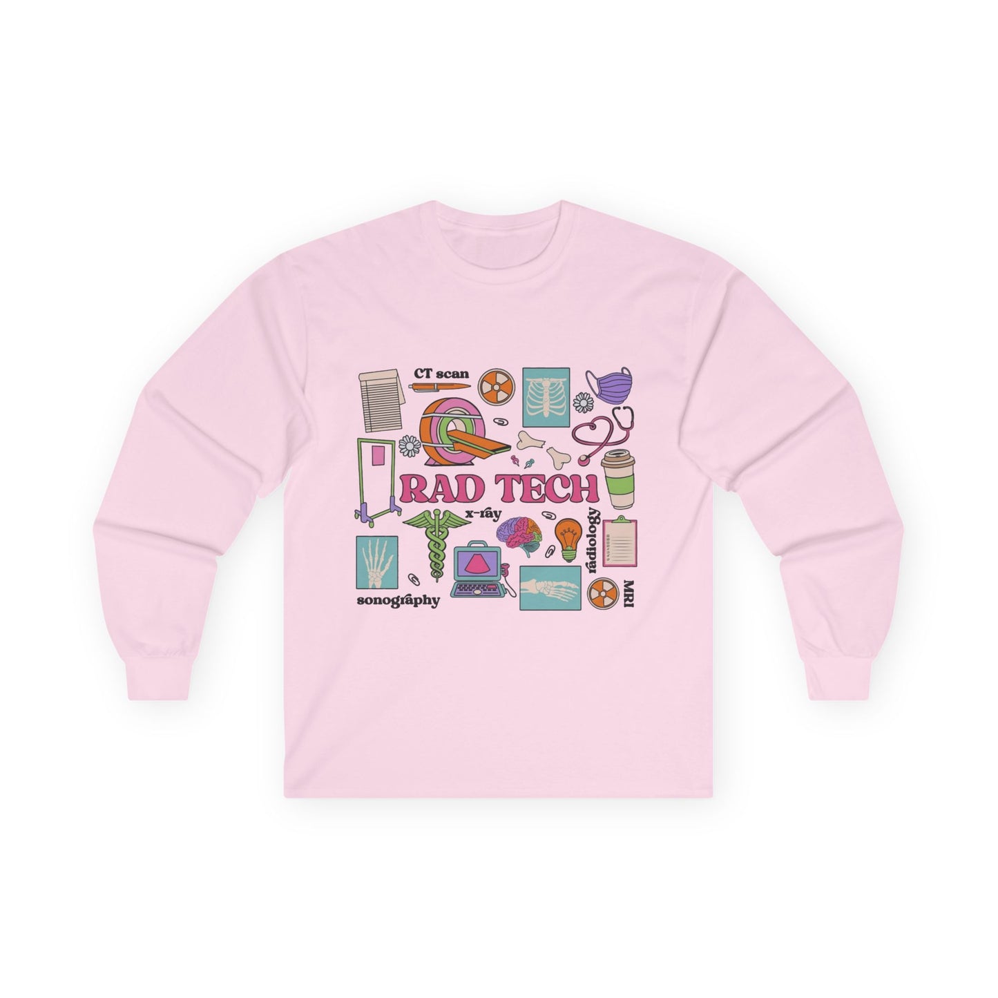 Rad Tech Collage Long Sleeve Tee — Radiology Technologist Graphic Shirt
