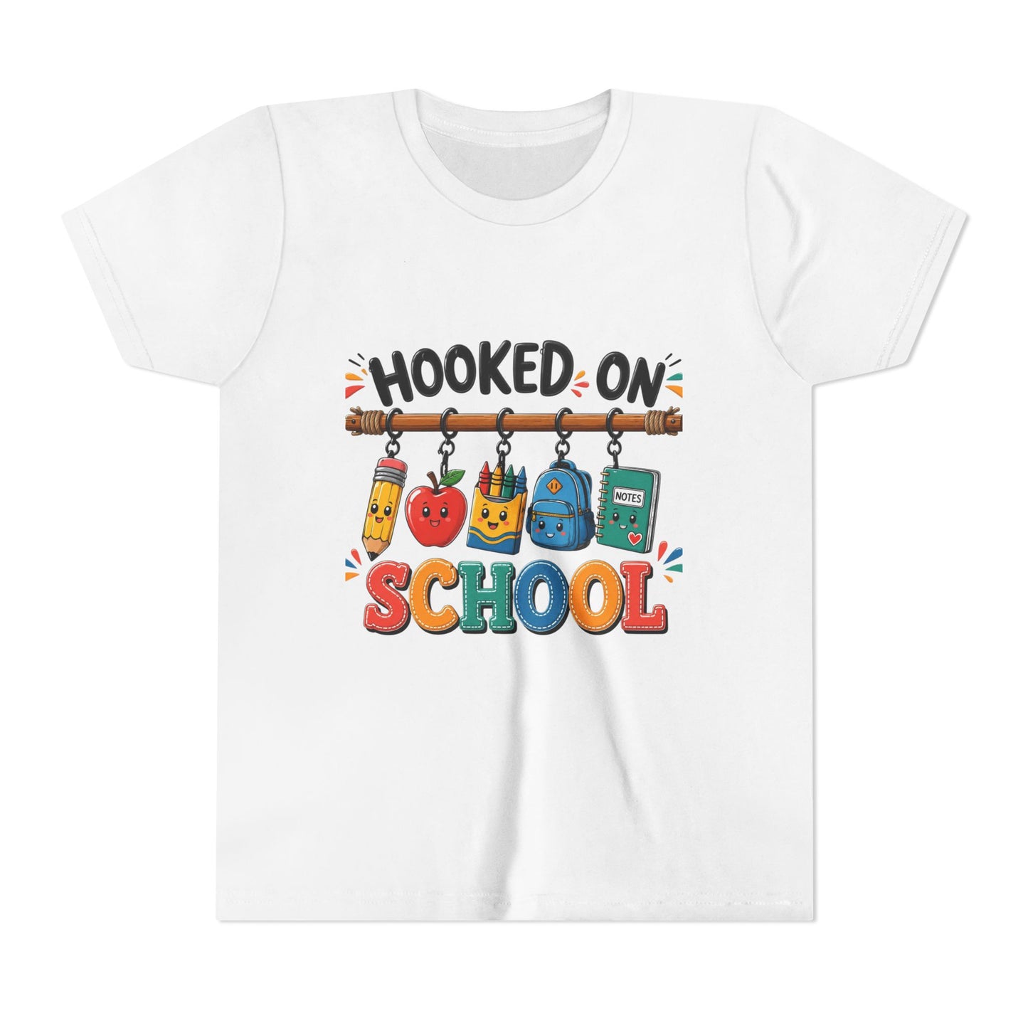 Youth Tee — "Hooked on School" Back-to-School Kids T-Shirt