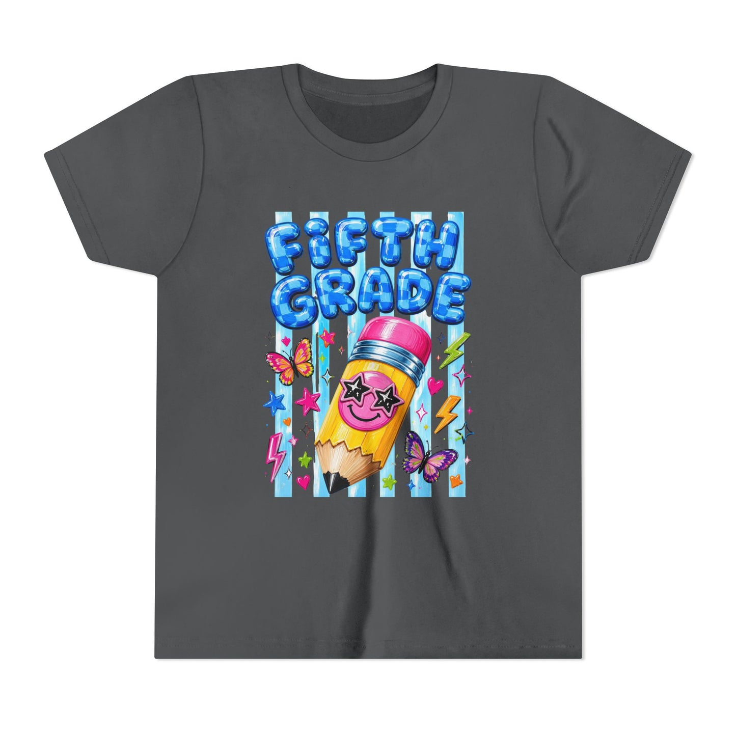 Fifth Grade Kids Tee — Cute Smiley Pencil Back-to-School Shirt for Girls & Boys