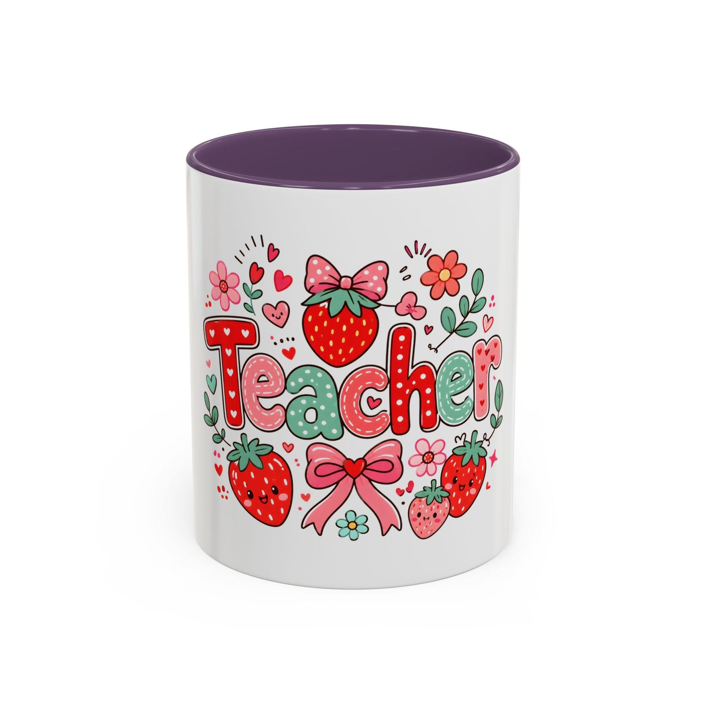 Teacher Strawberry Accent Coffee Mug — Cute Thank You Gift for Teachers
