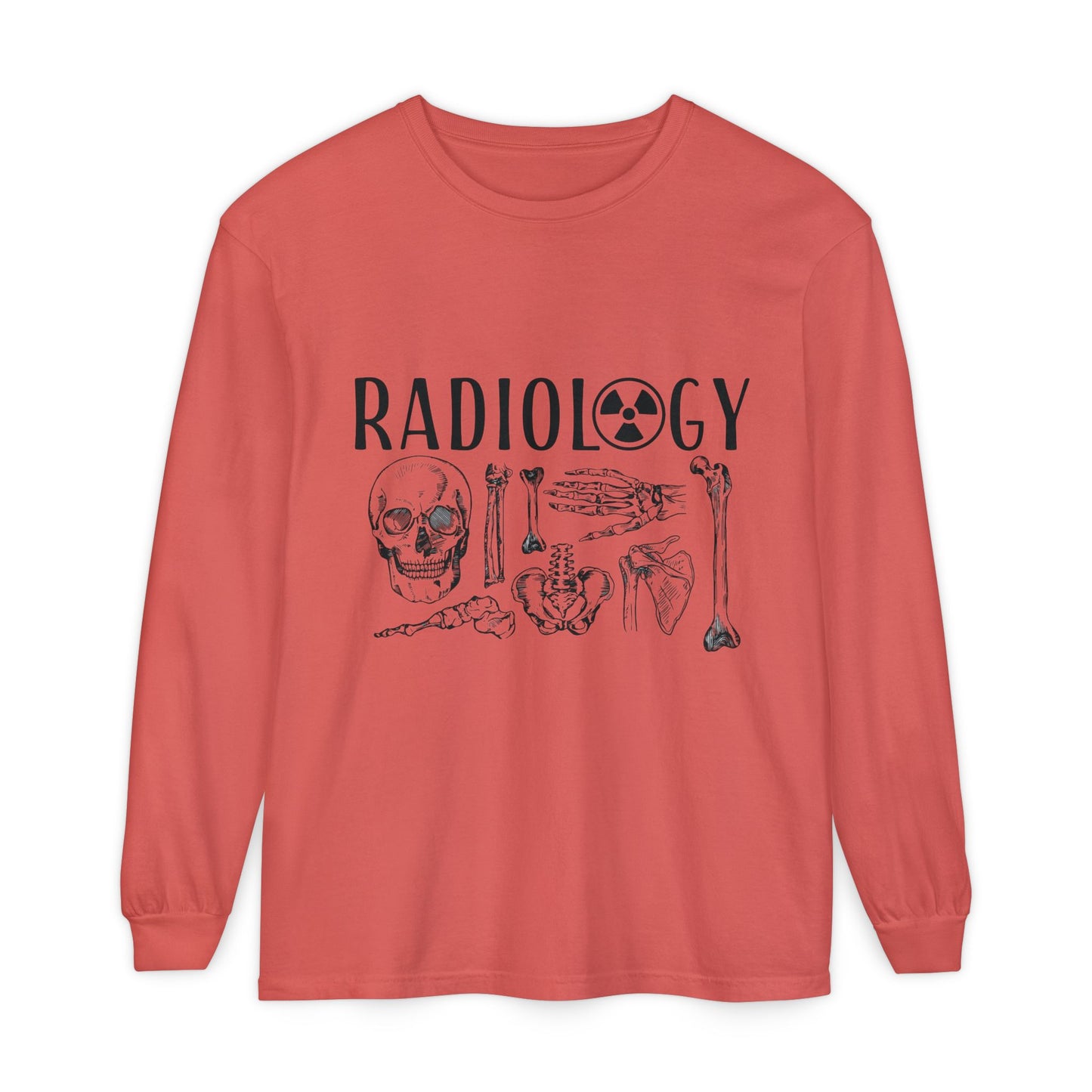 Radiology Anatomy Long Sleeve Tee — Skull & Bones Medical Shirt for Radiologic Technicians