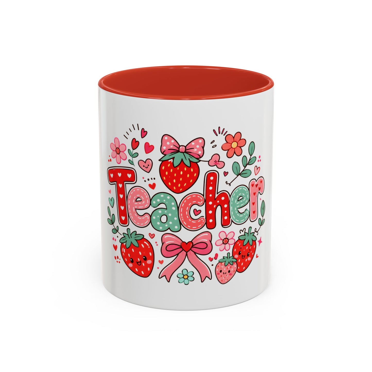 Teacher Strawberry Accent Coffee Mug — Cute Thank You Gift for Teachers