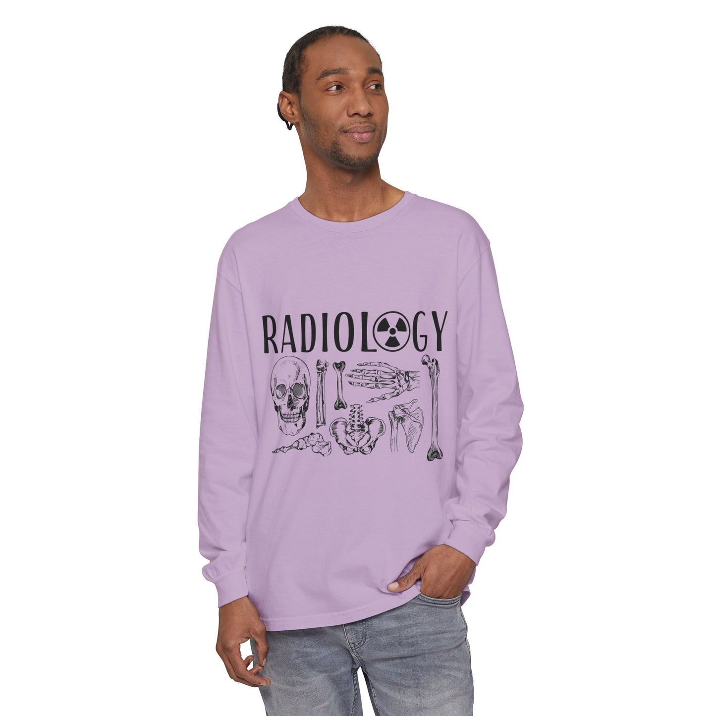Radiology Anatomy Long Sleeve Tee — Skull & Bones Medical Shirt for Radiologic Technicians