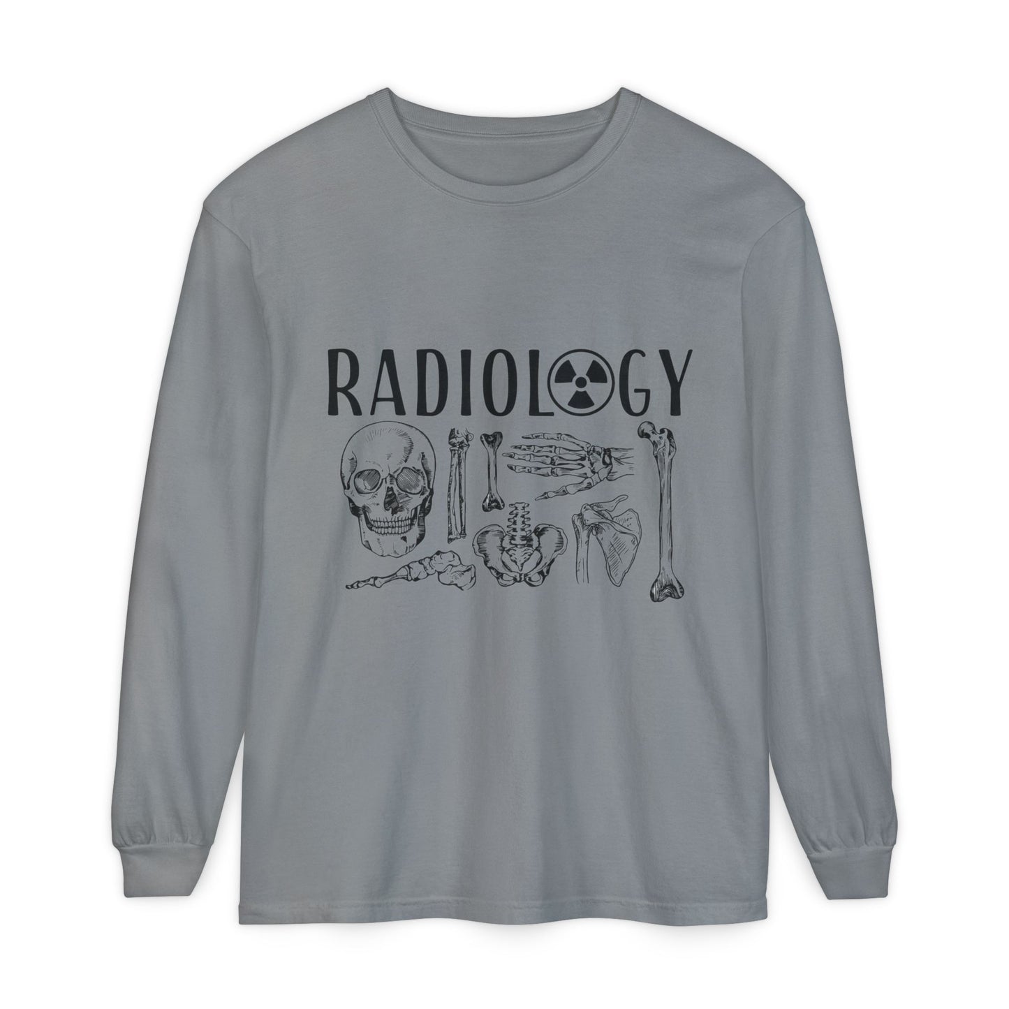 Radiology Anatomy Long Sleeve Tee — Skull & Bones Medical Shirt for Radiologic Technicians