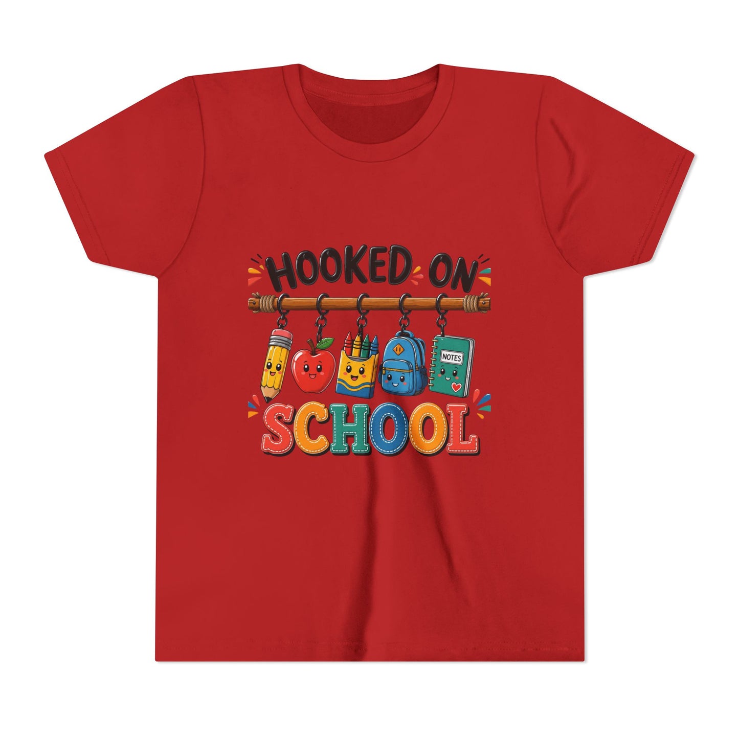 Youth Tee — "Hooked on School" Back-to-School Kids T-Shirt