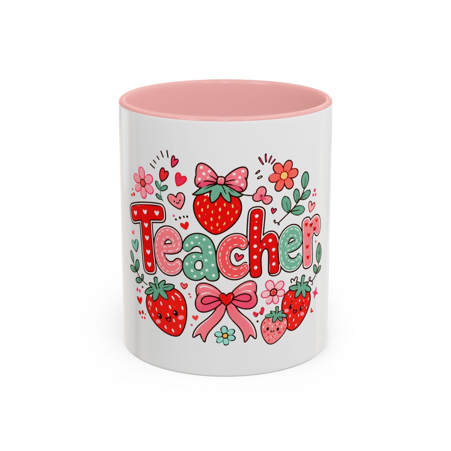 Teacher Strawberry Accent Coffee Mug — Cute Thank You Gift for Teachers