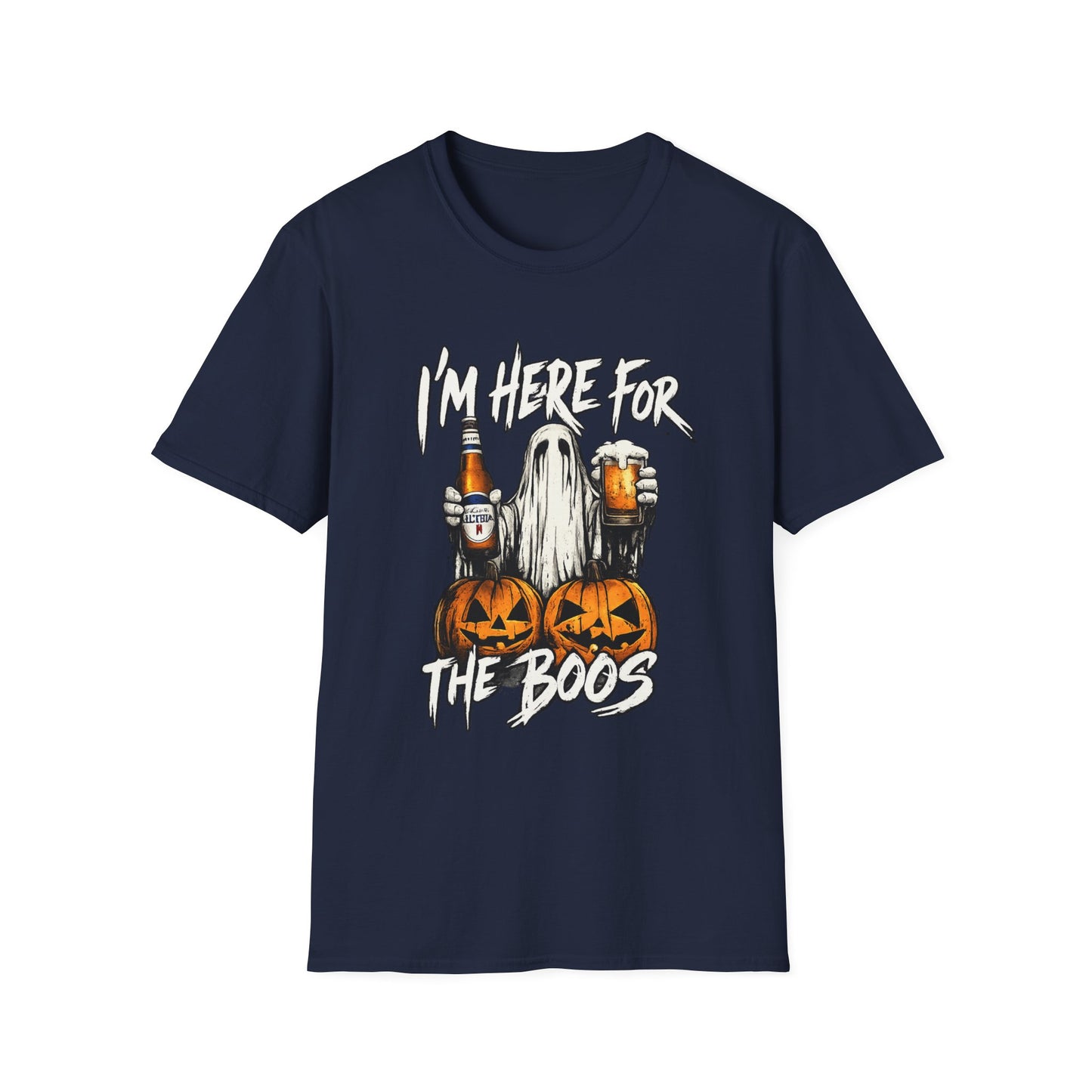 I'm Here for the Boos T-Shirt — Halloween Ghost Beer & Pumpkin Party Tee