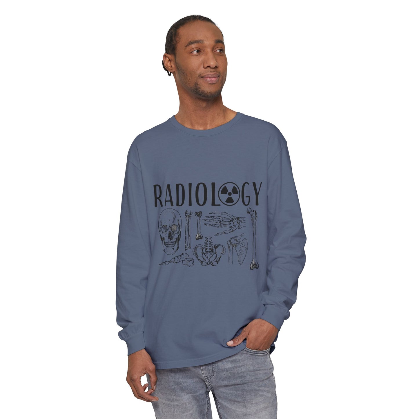 Radiology Anatomy Long Sleeve Tee — Skull & Bones Medical Shirt for Radiologic Technicians