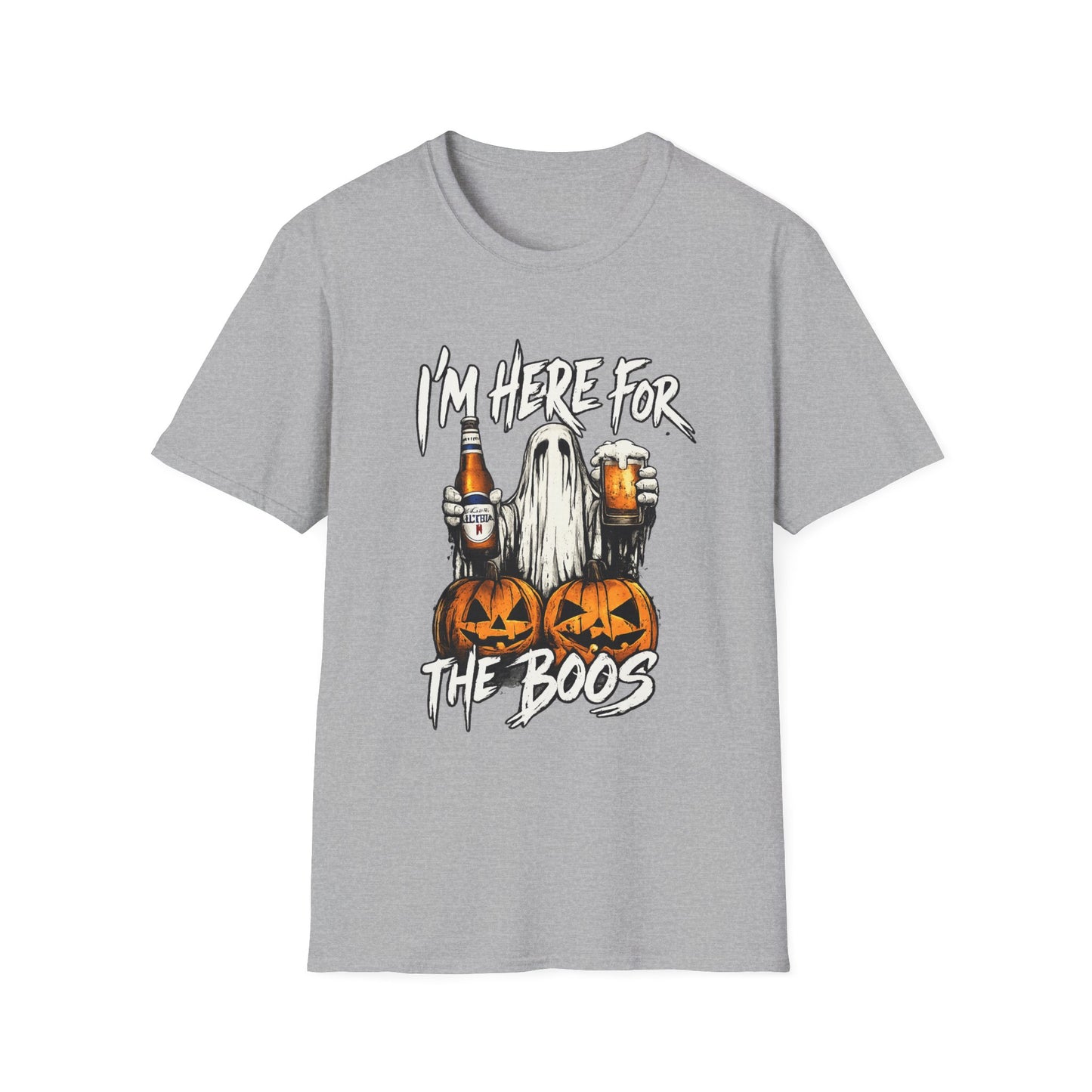 I'm Here for the Boos T-Shirt — Halloween Ghost Beer & Pumpkin Party Tee