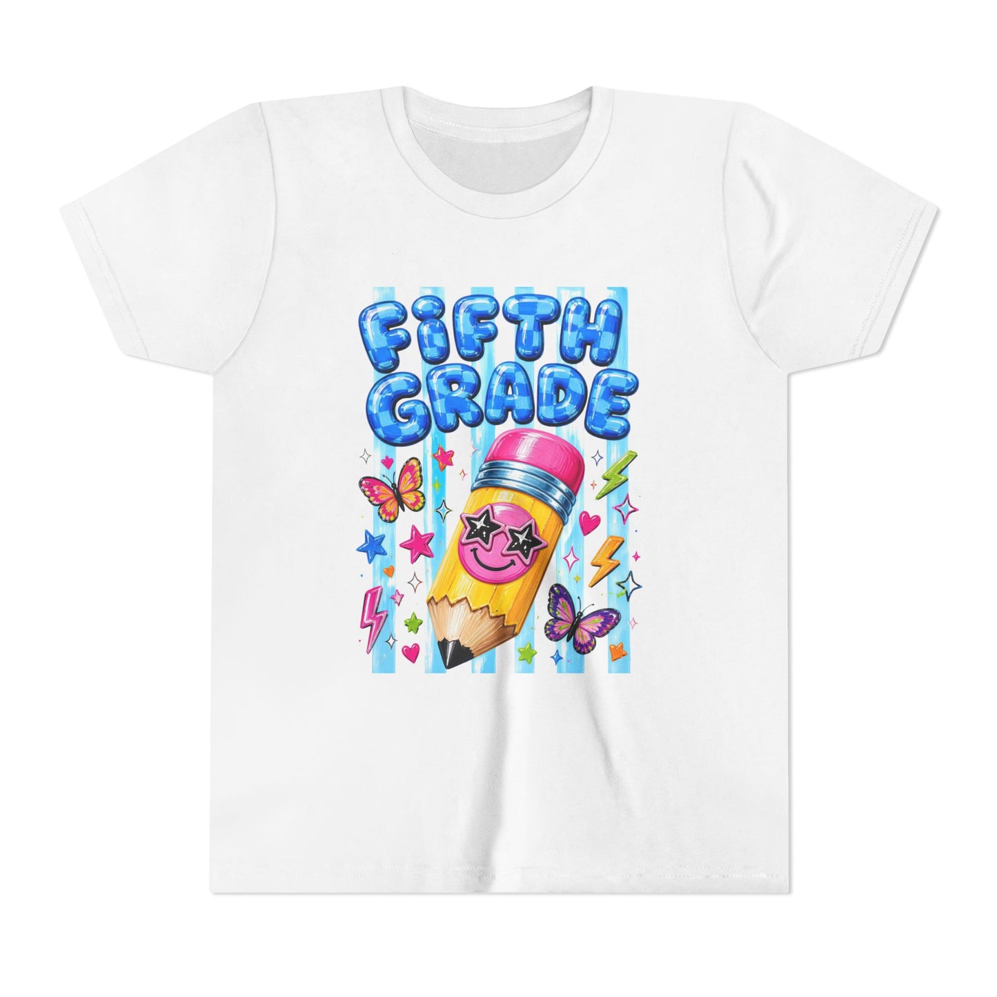 Fifth Grade Kids Tee — Cute Smiley Pencil Back-to-School Shirt for Girls & Boys