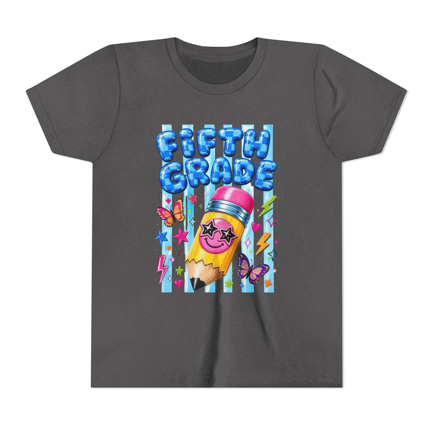 Fifth Grade Kids Tee — Cute Smiley Pencil Back-to-School Shirt for Girls & Boys