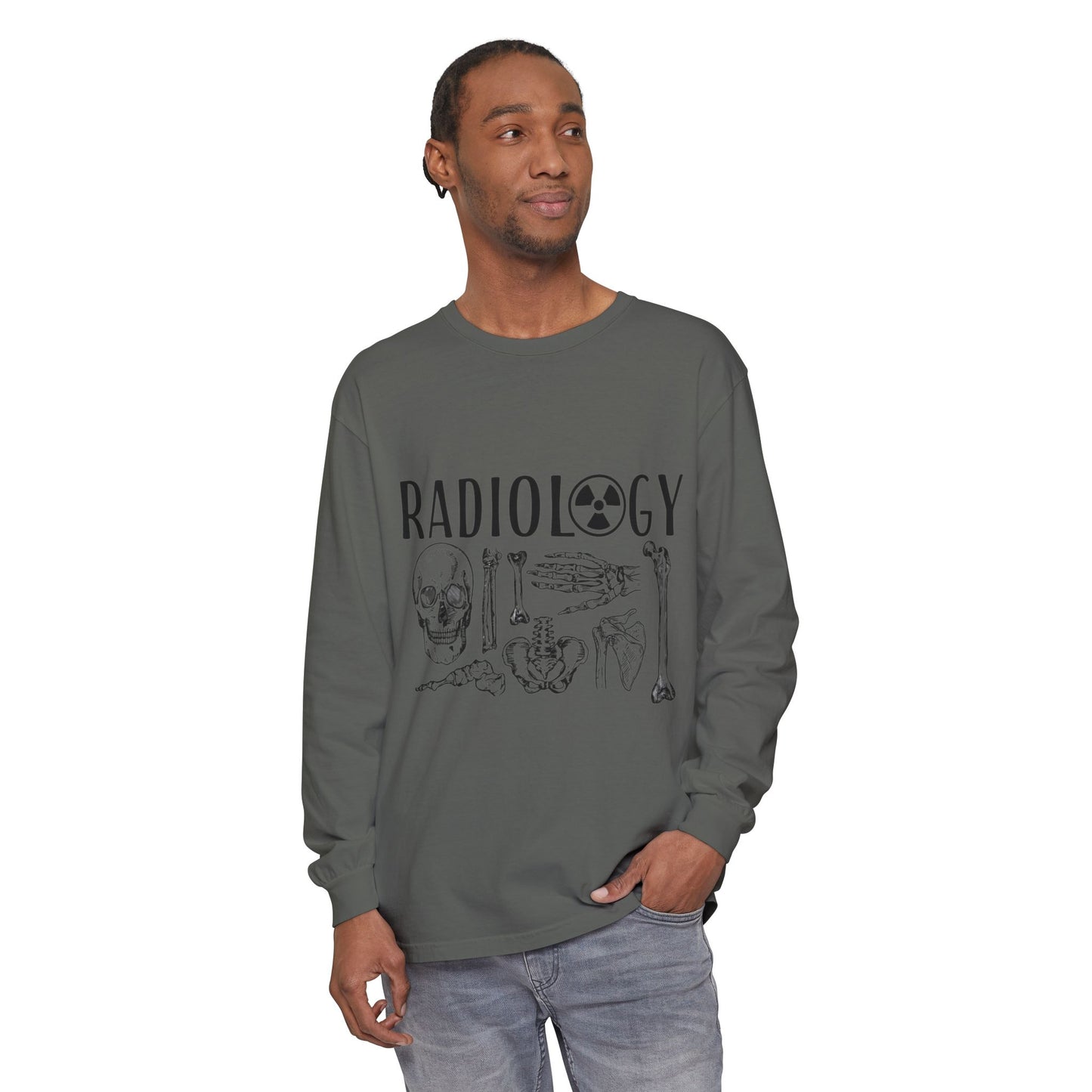 Radiology Anatomy Long Sleeve Tee — Skull & Bones Medical Shirt for Radiologic Technicians
