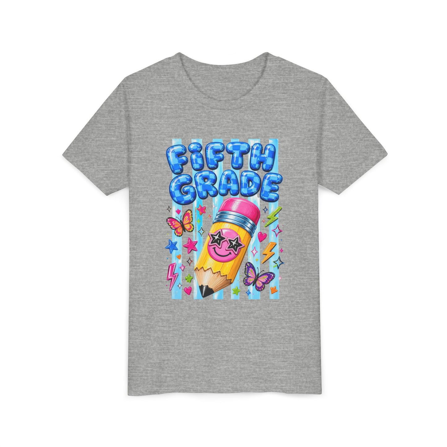 Fifth Grade Kids Tee — Cute Smiley Pencil Back-to-School Shirt for Girls & Boys