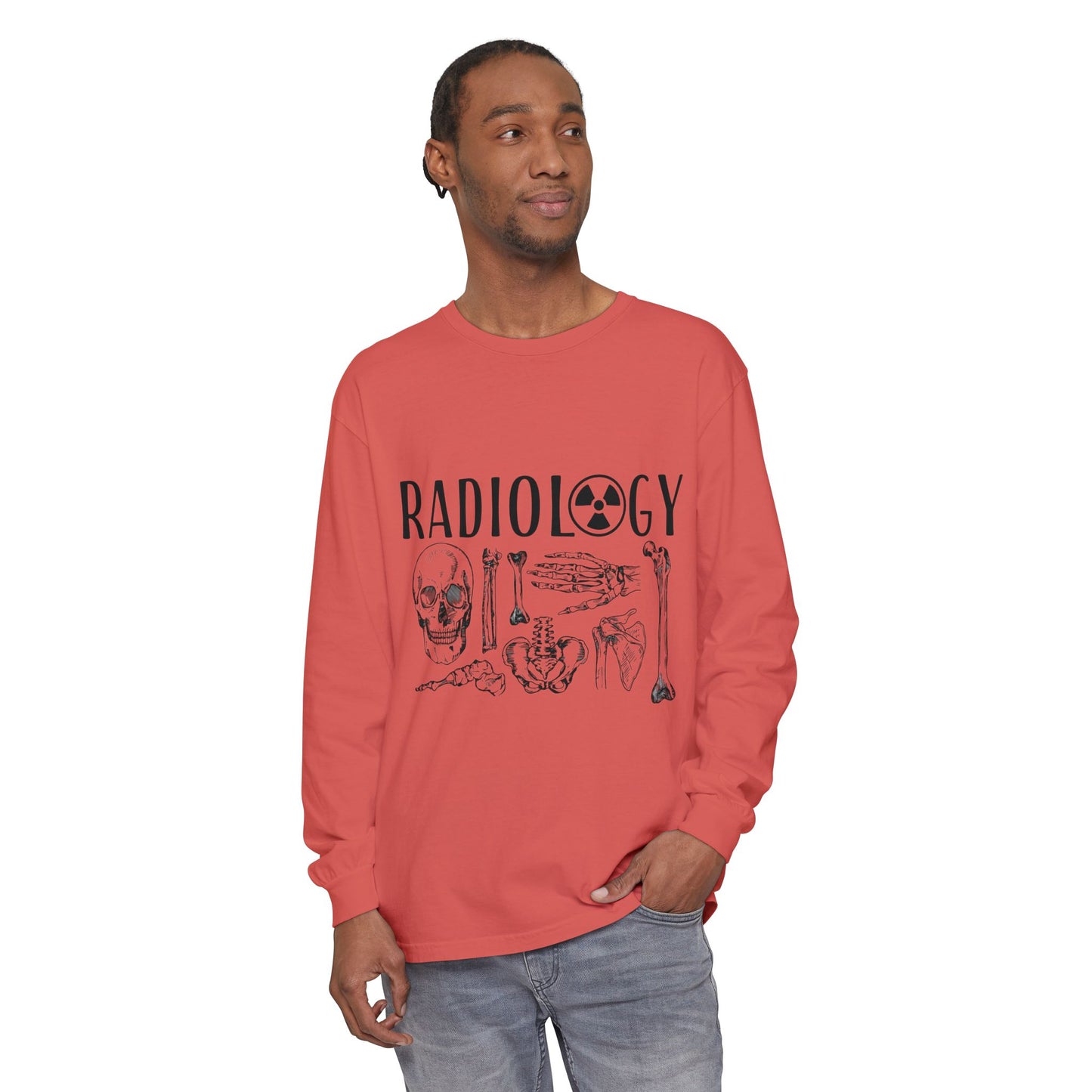 Radiology Anatomy Long Sleeve Tee — Skull & Bones Medical Shirt for Radiologic Technicians