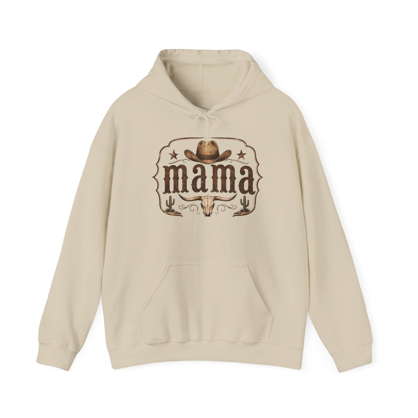 Mama Western Hoodie — Cowboy Hat & Bull Skull Mama Sweatshirt