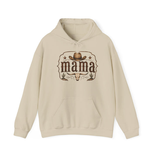 Mama Western Hoodie — Cowboy Hat & Bull Skull Mama Sweatshirt