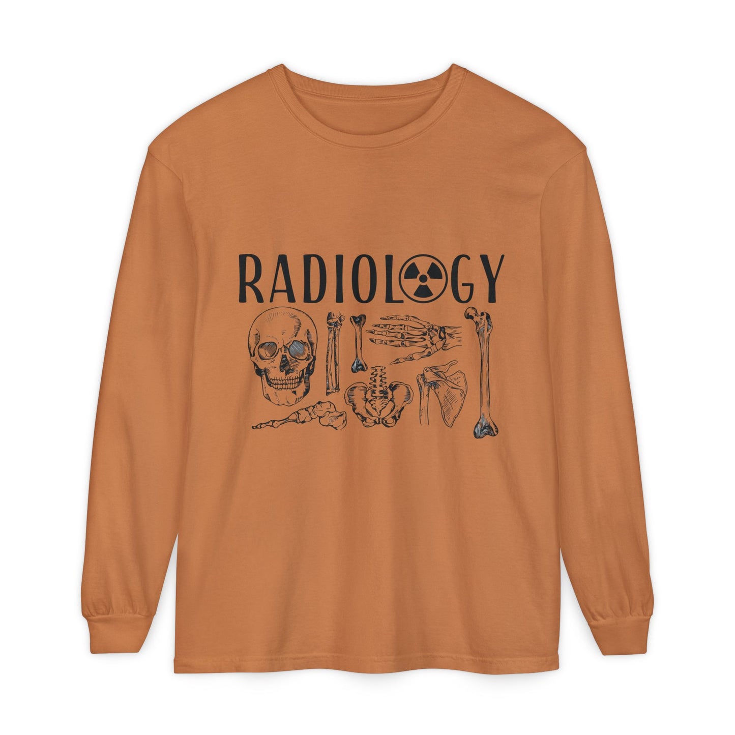 Radiology Anatomy Long Sleeve Tee — Skull & Bones Medical Shirt for Radiologic Technicians