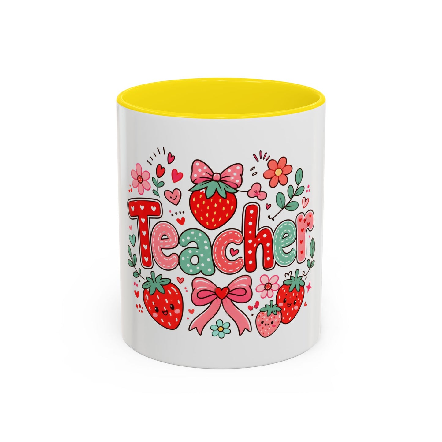 Teacher Strawberry Accent Coffee Mug — Cute Thank You Gift for Teachers