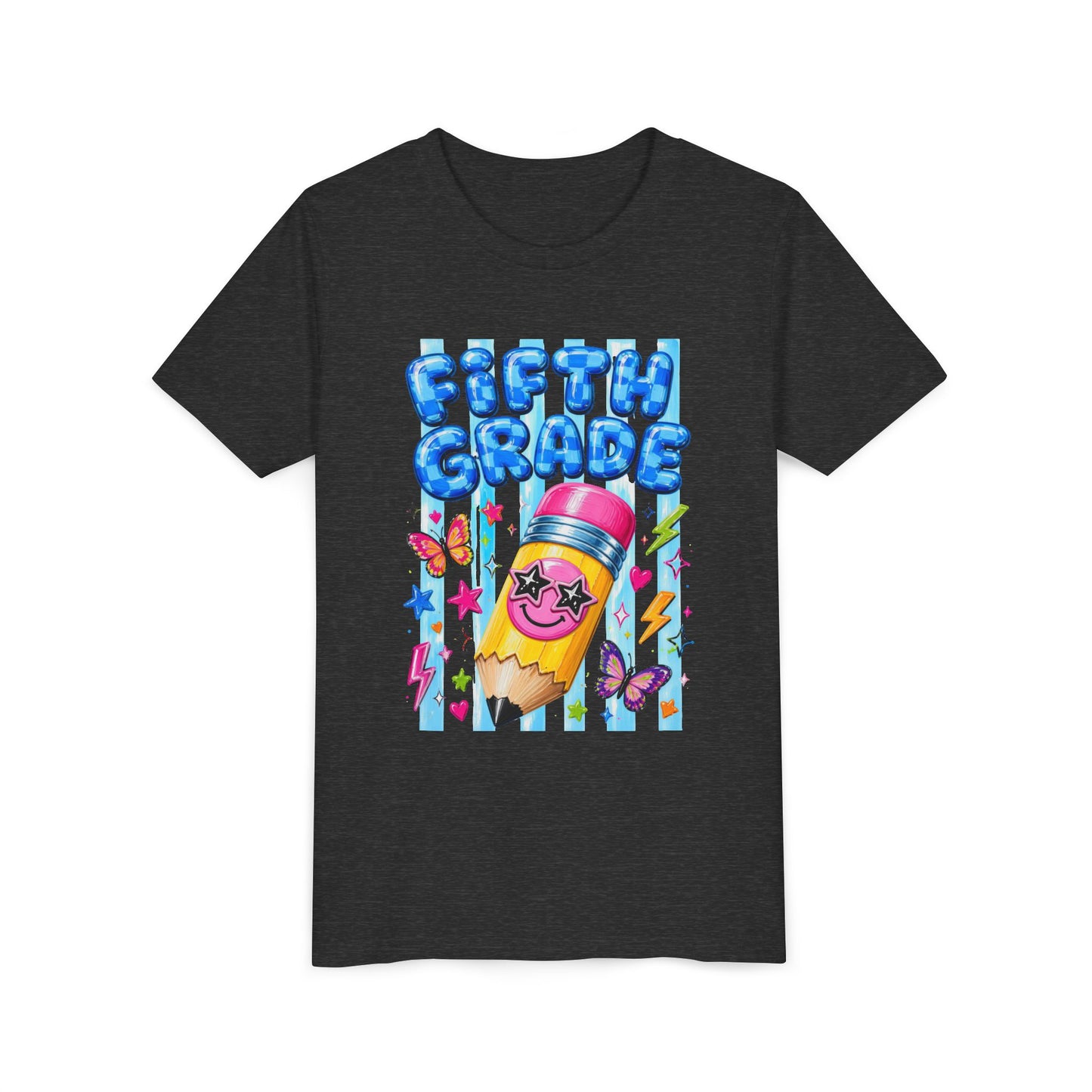Fifth Grade Kids Tee — Cute Smiley Pencil Back-to-School Shirt for Girls & Boys