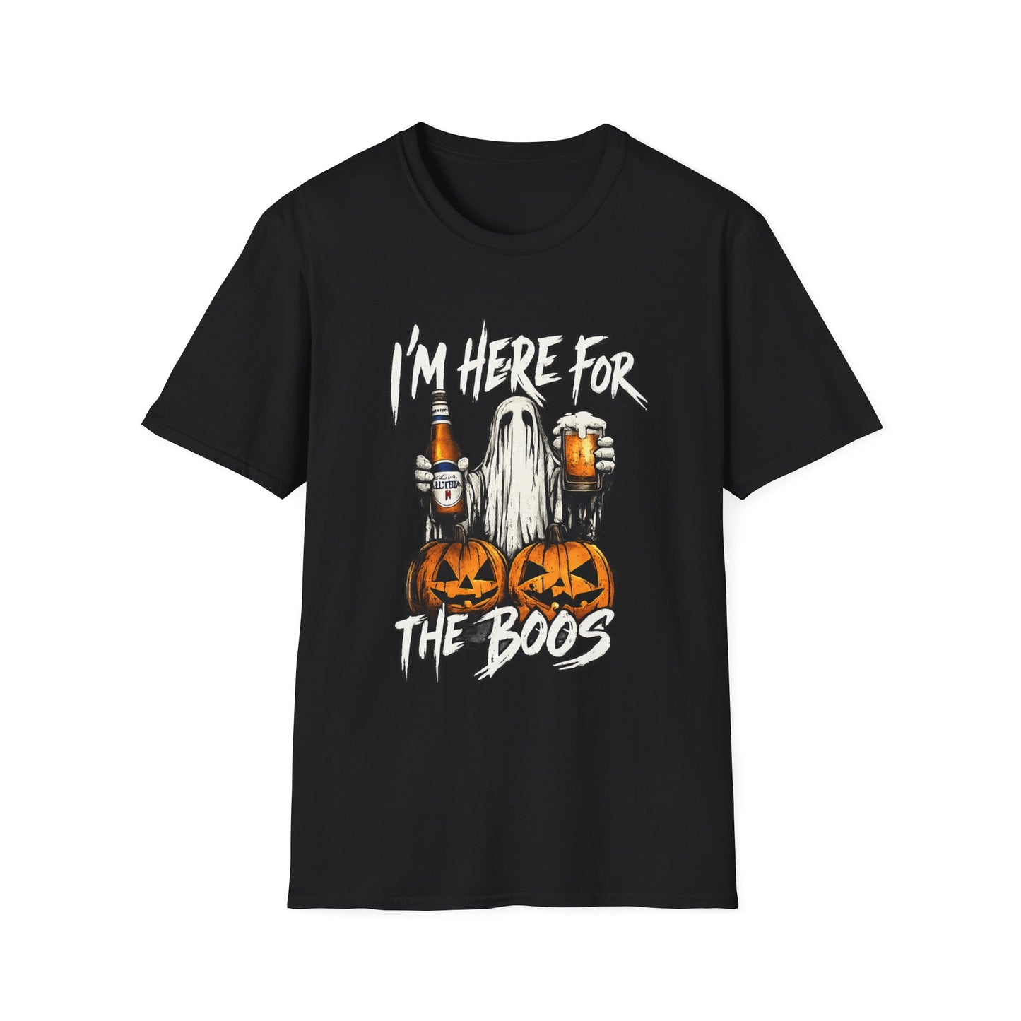I'm Here for the Boos T-Shirt — Halloween Ghost Beer & Pumpkin Party Tee