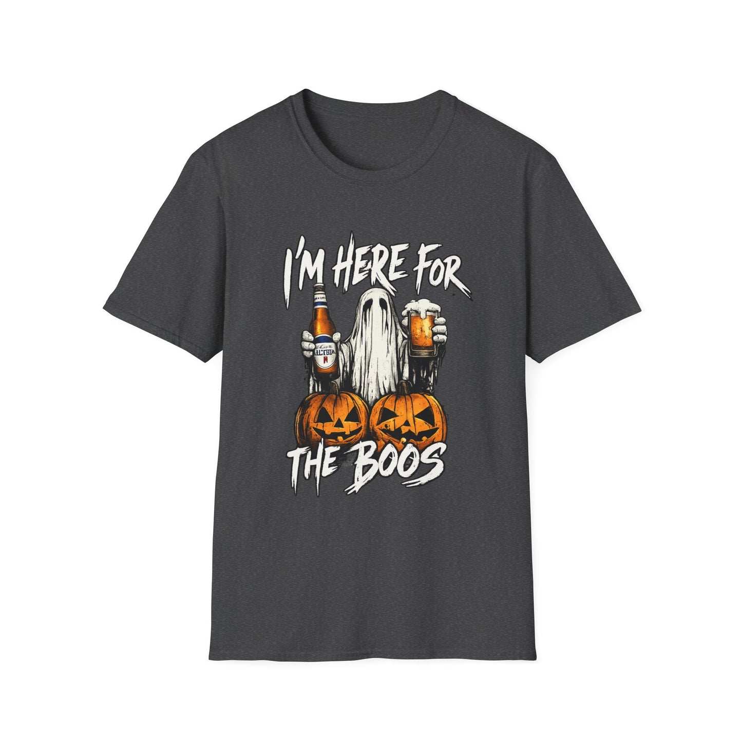 I'm Here for the Boos T-Shirt — Halloween Ghost Beer & Pumpkin Party Tee