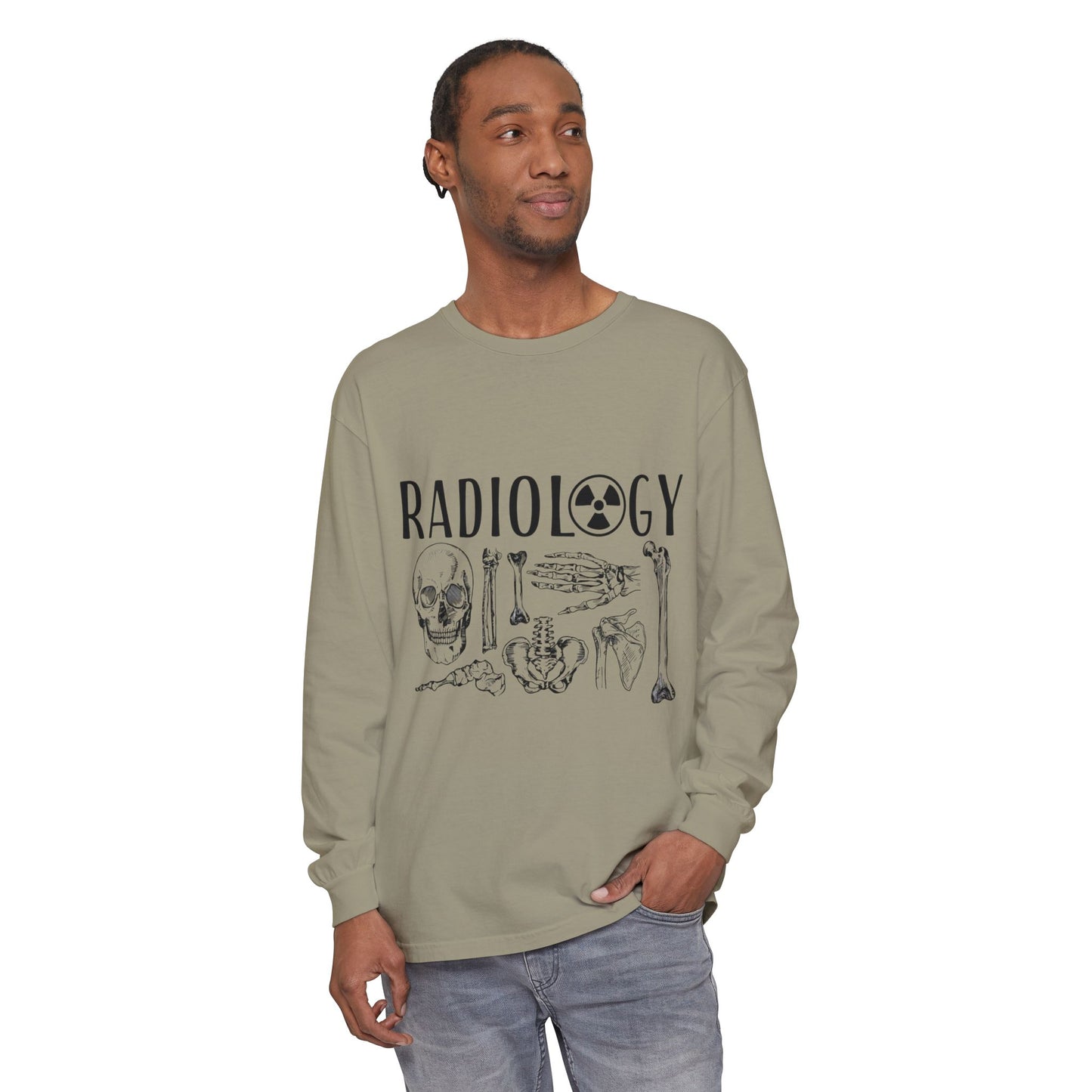 Radiology Anatomy Long Sleeve Tee — Skull & Bones Medical Shirt for Radiologic Technicians