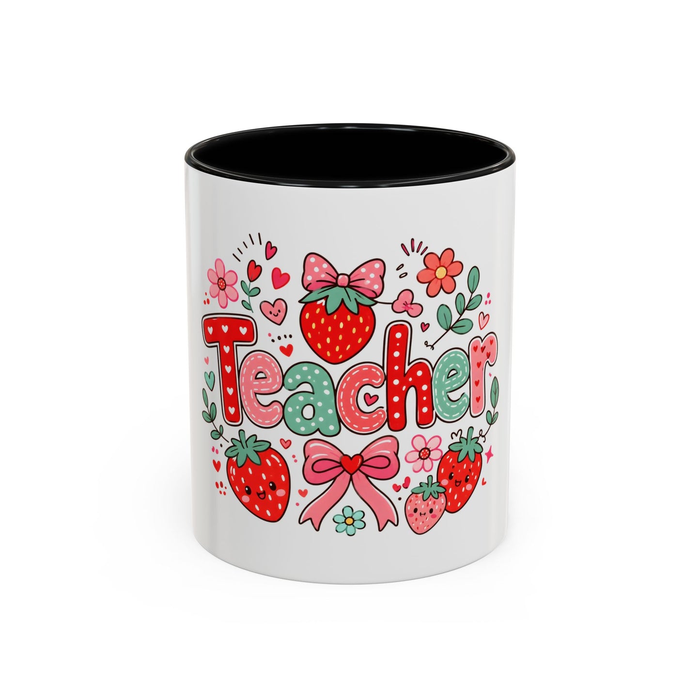 Teacher Strawberry Accent Coffee Mug — Cute Thank You Gift for Teachers