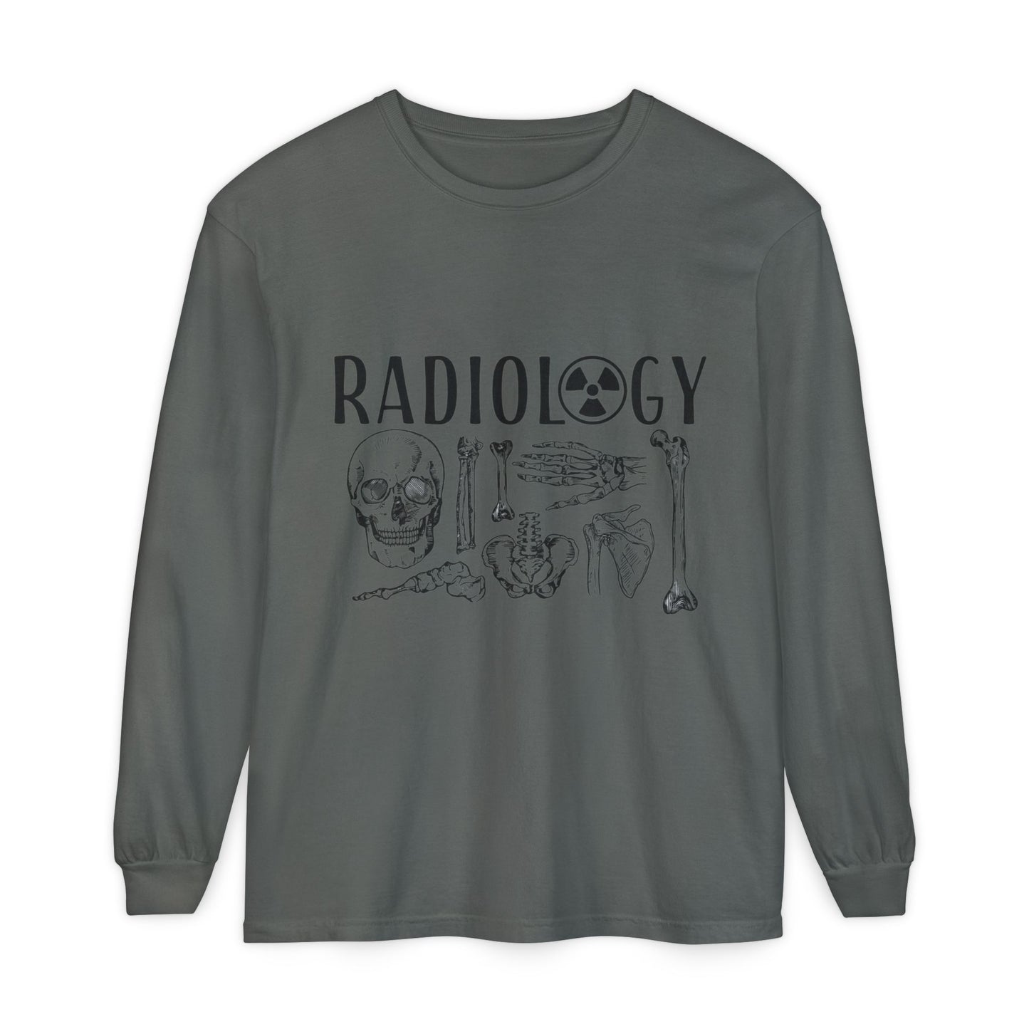 Radiology Anatomy Long Sleeve Tee — Skull & Bones Medical Shirt for Radiologic Technicians