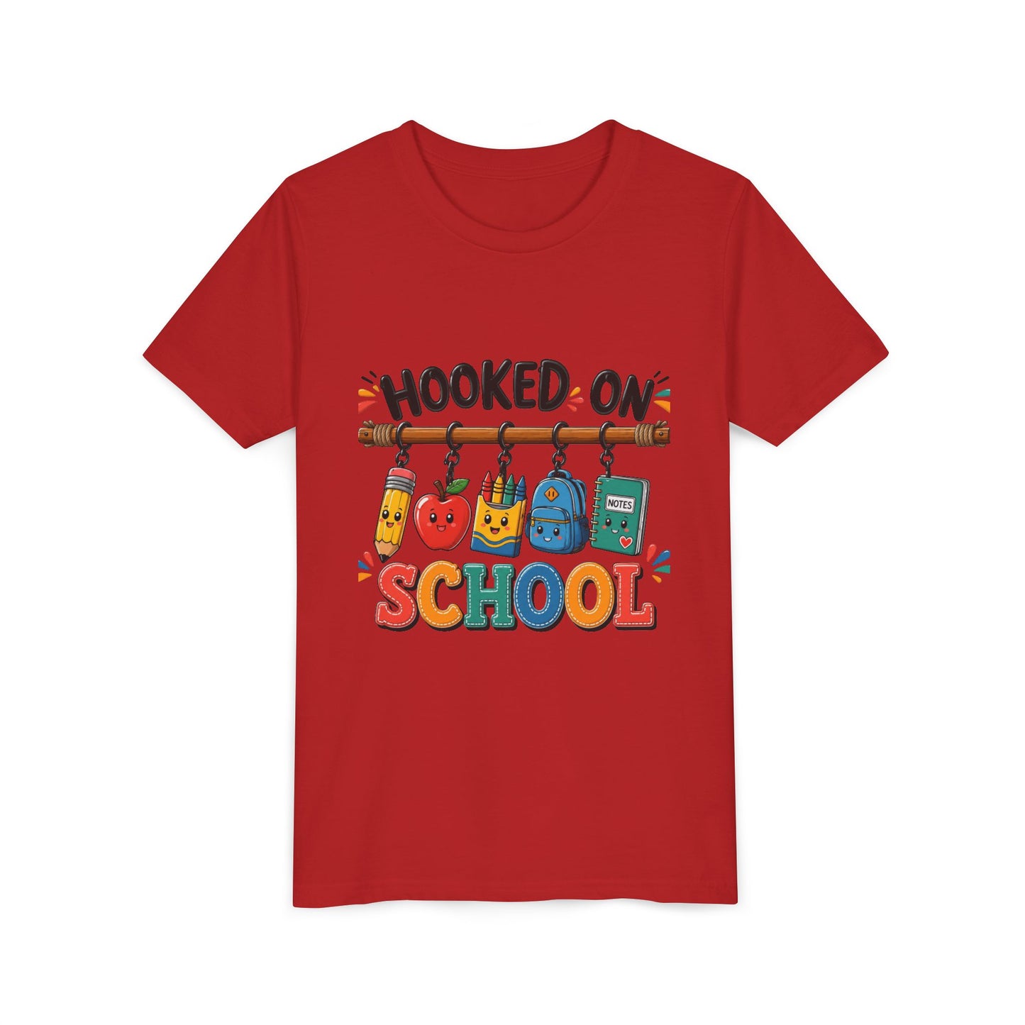 Youth Tee — "Hooked on School" Back-to-School Kids T-Shirt