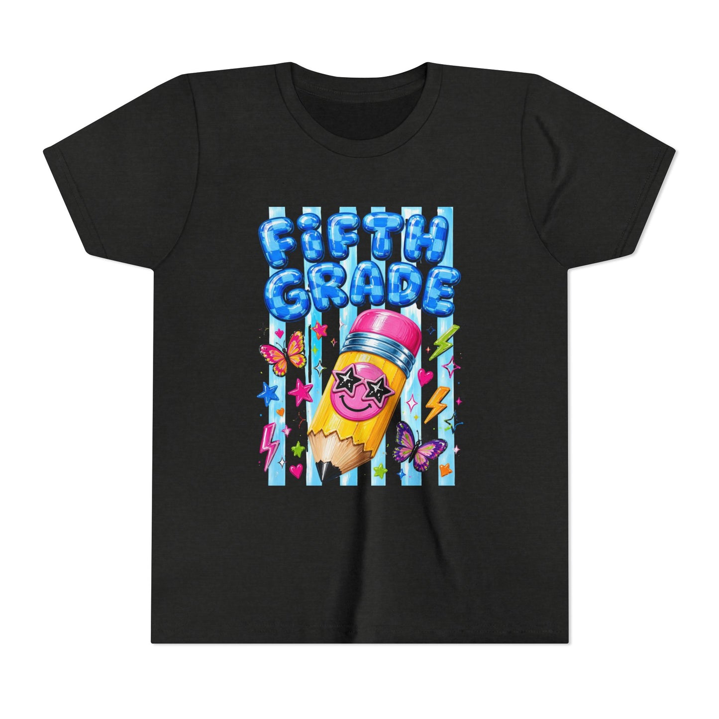 Fifth Grade Kids Tee — Cute Smiley Pencil Back-to-School Shirt for Girls & Boys