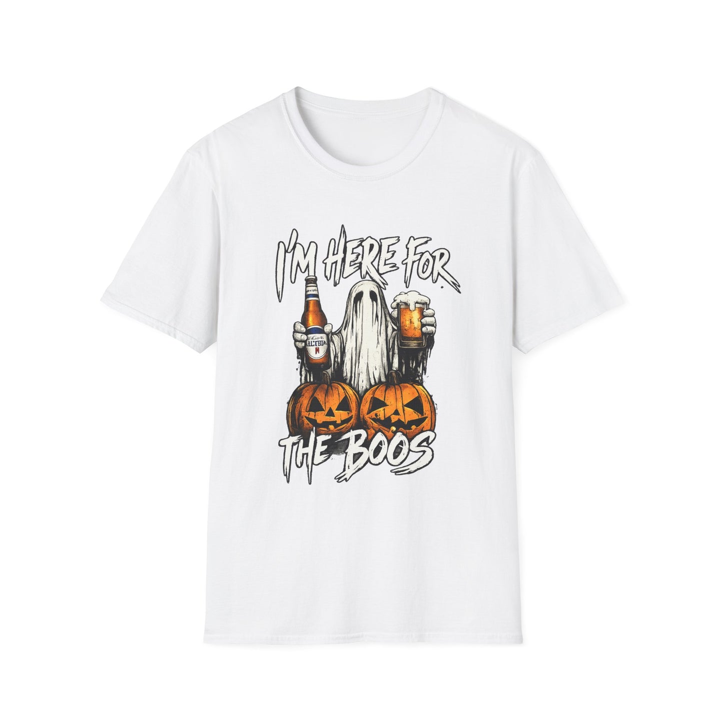 I'm Here for the Boos T-Shirt — Halloween Ghost Beer & Pumpkin Party Tee