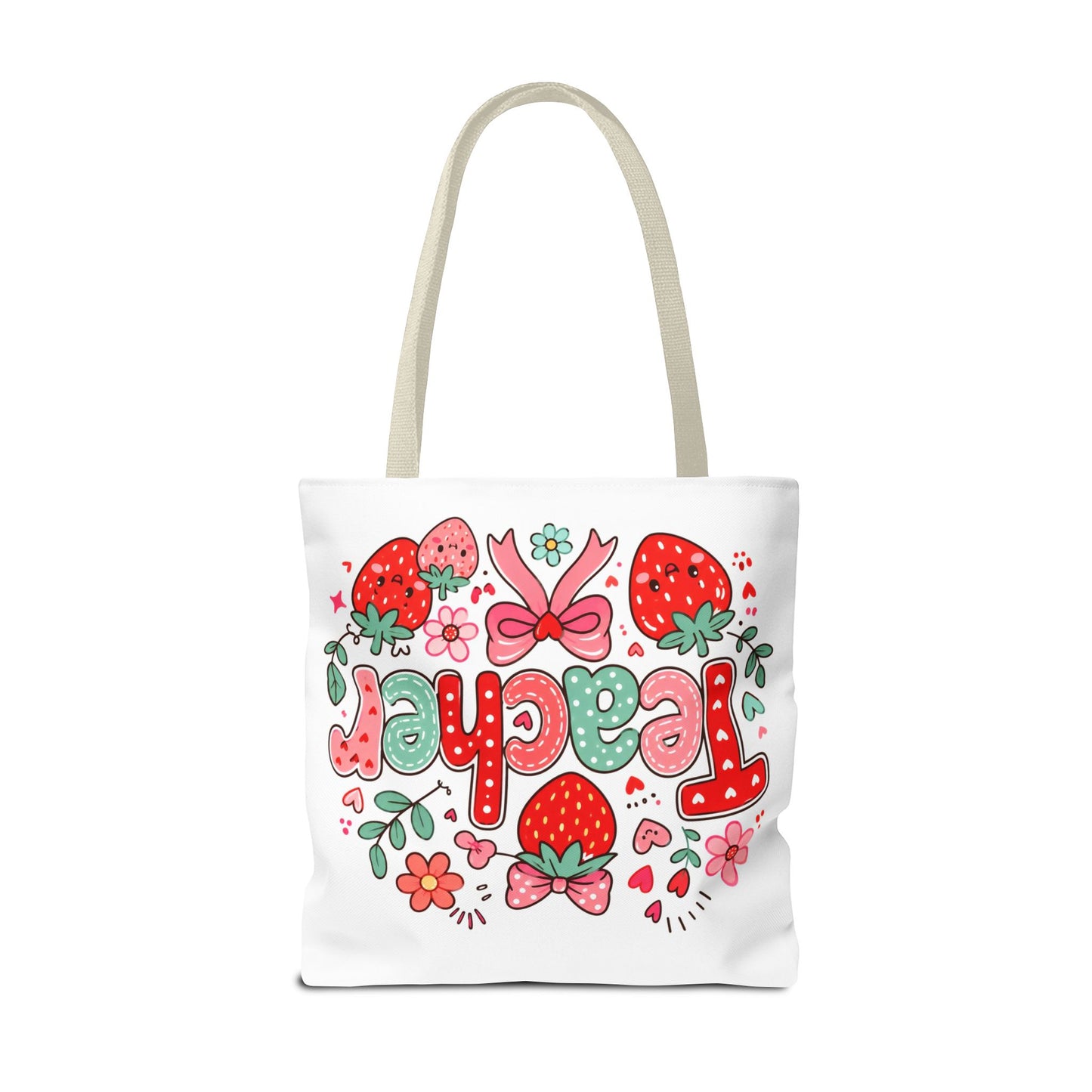 Teacher Strawberry Tote Bag — Cute Floral Teacher Gift