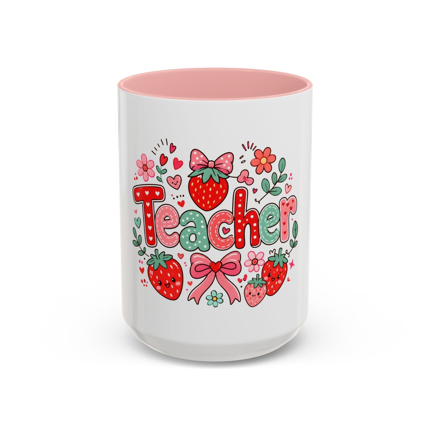 Teacher Strawberry Accent Coffee Mug — Cute Thank You Gift for Teachers