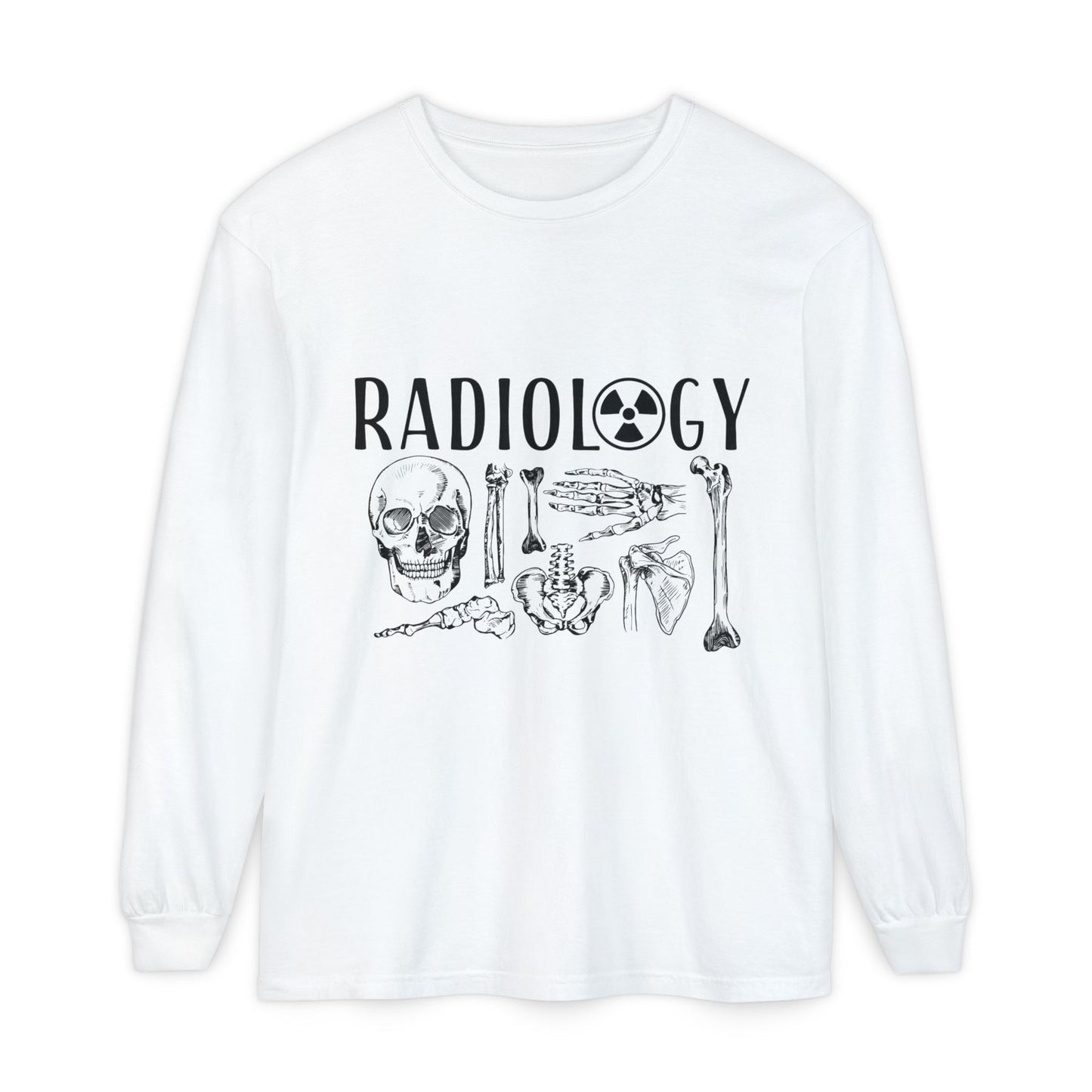 Radiology Anatomy Long Sleeve Tee — Skull & Bones Medical Shirt for Radiologic Technicians
