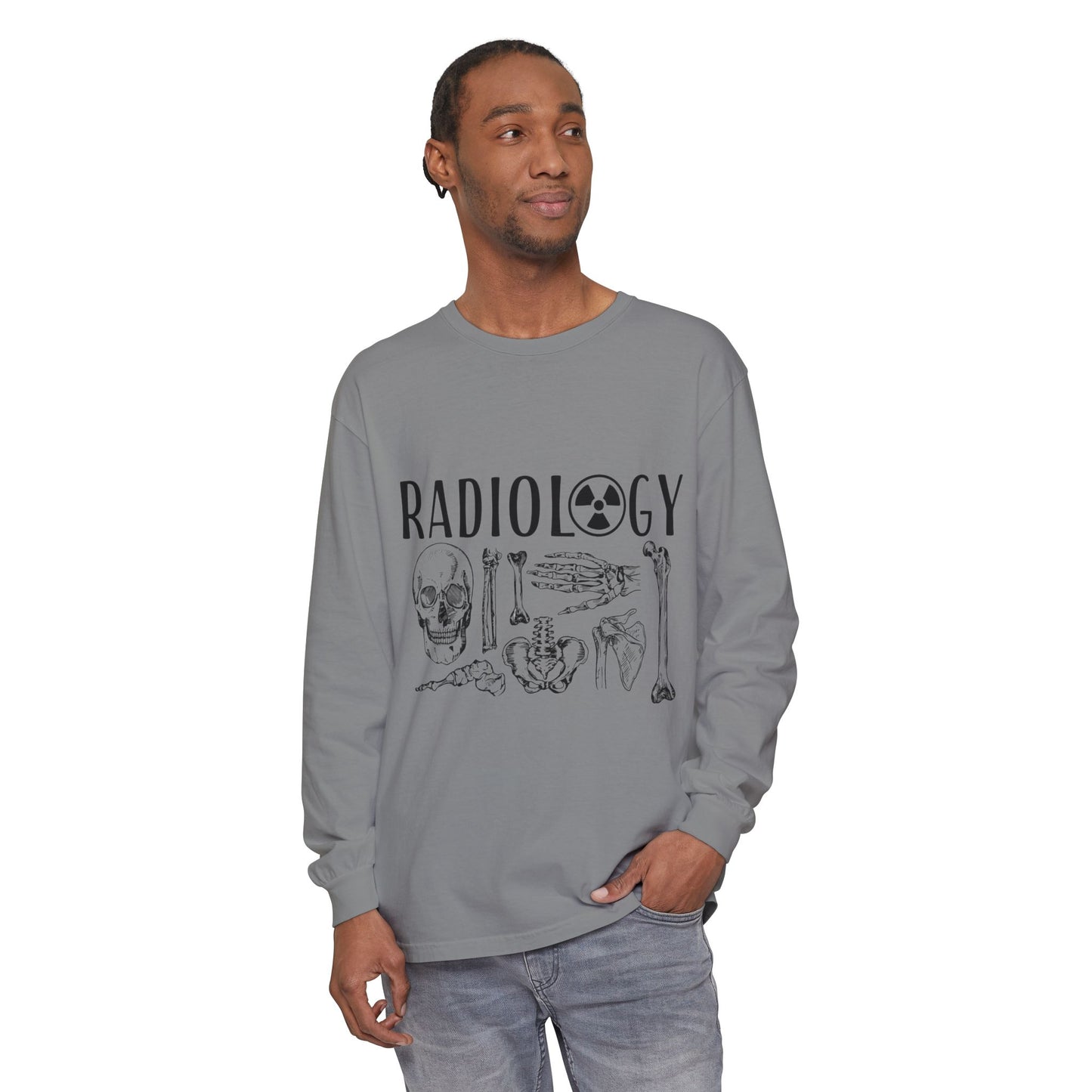 Radiology Anatomy Long Sleeve Tee — Skull & Bones Medical Shirt for Radiologic Technicians
