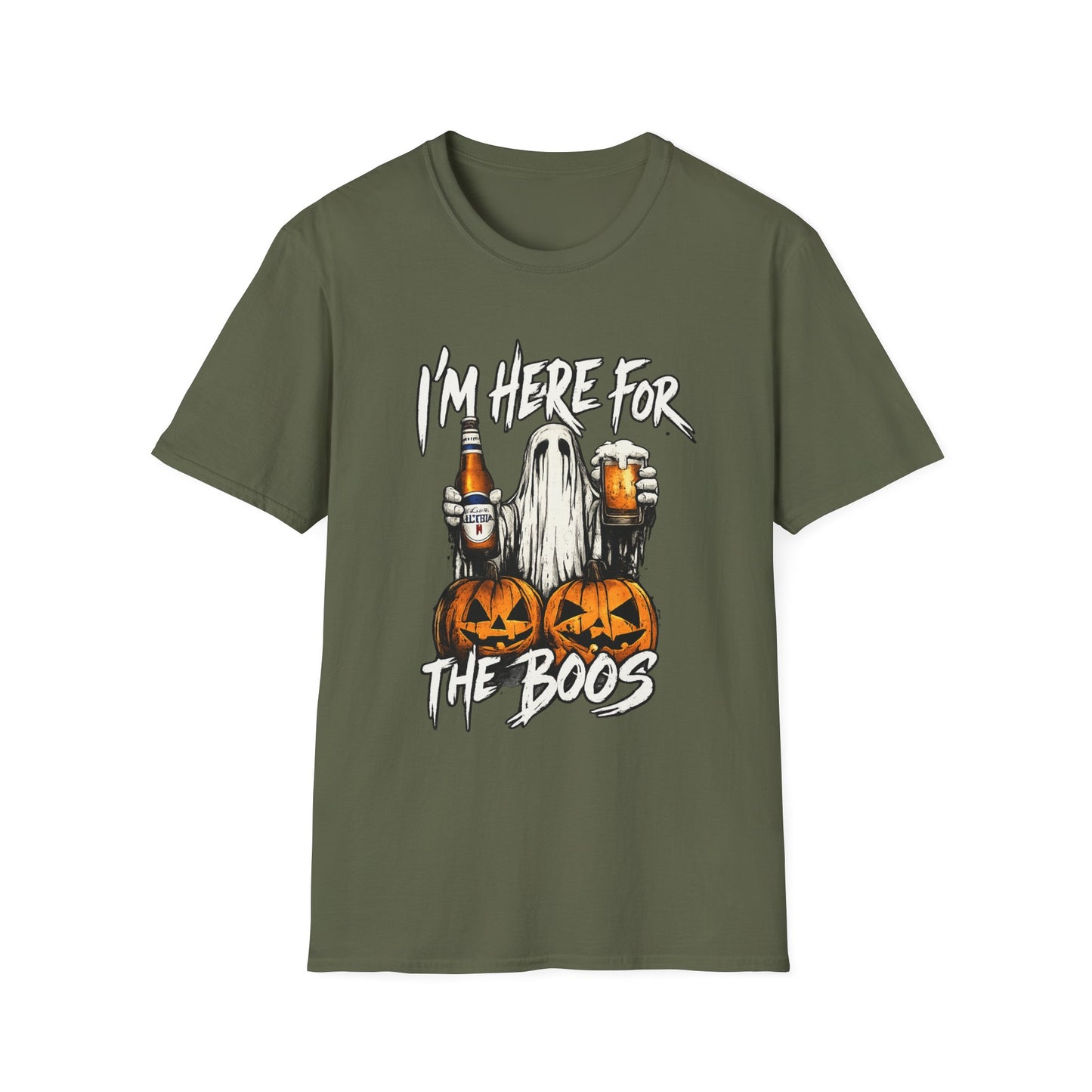I'm Here for the Boos T-Shirt — Halloween Ghost Beer & Pumpkin Party Tee