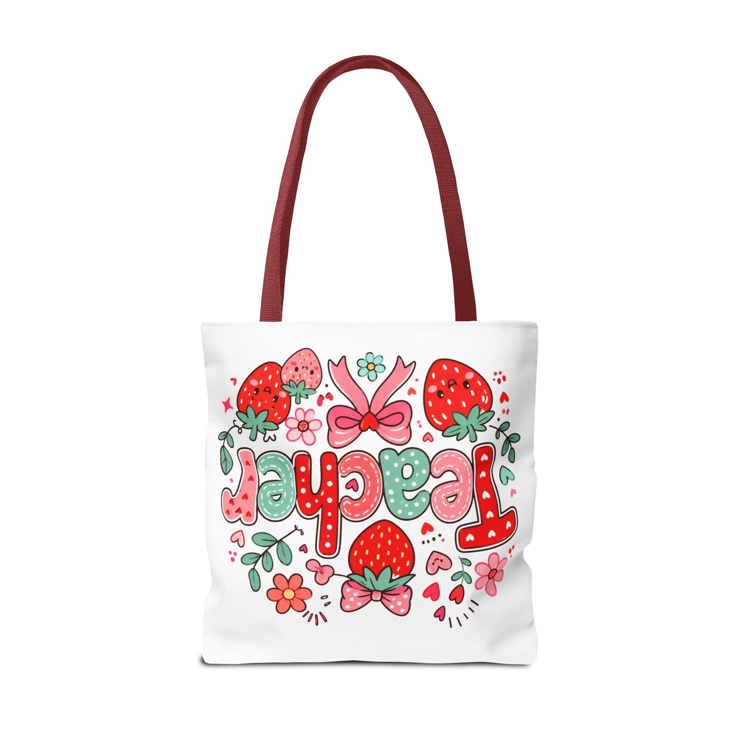 Teacher Strawberry Tote Bag — Cute Floral Teacher Gift